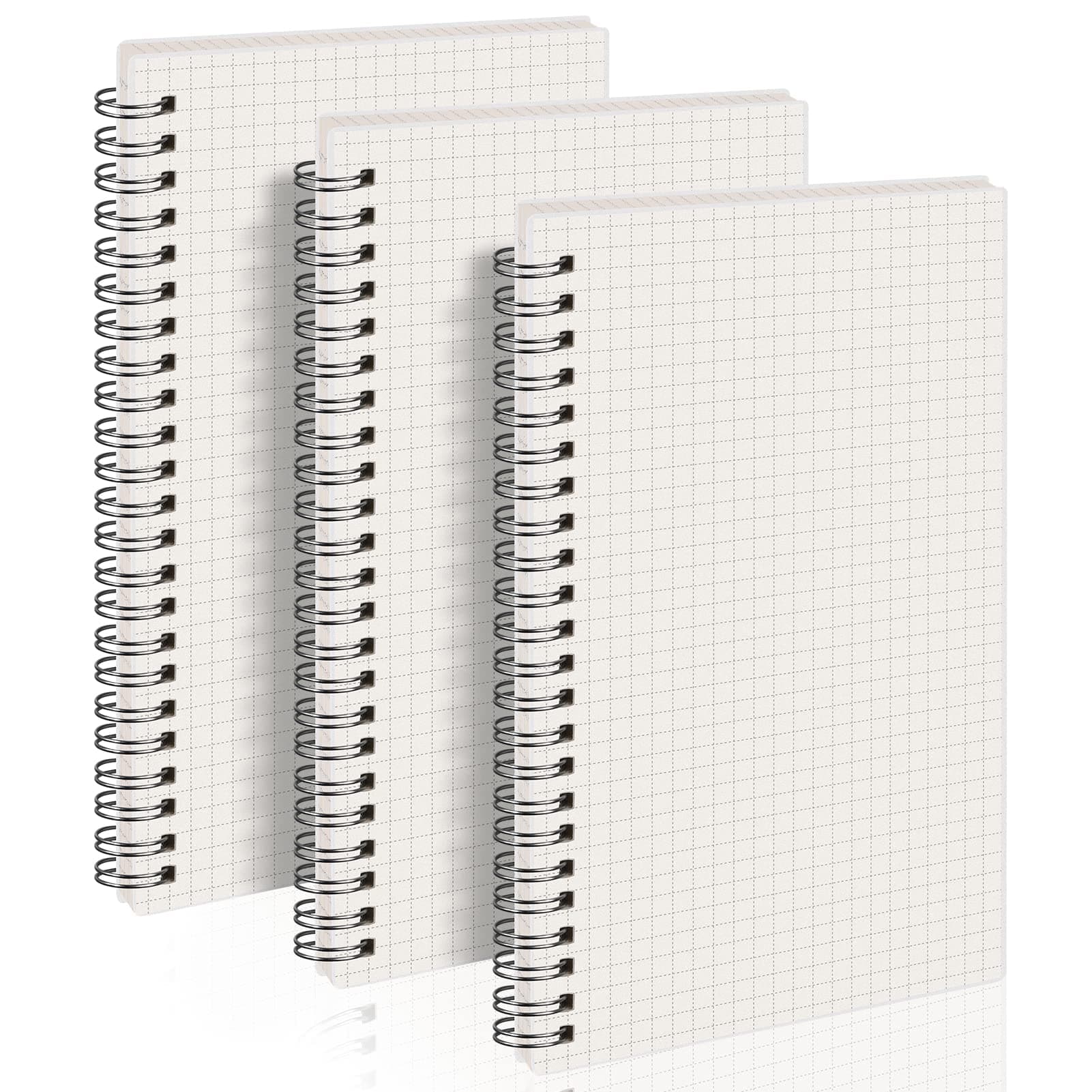 A5 Graph Paper Notebook Spiral (3-Pack) Spiral Journal 5.7"x 8.3", Quad Ruled, with Thick 100gsm Square Grid Paper,80 Sheets Per Pack