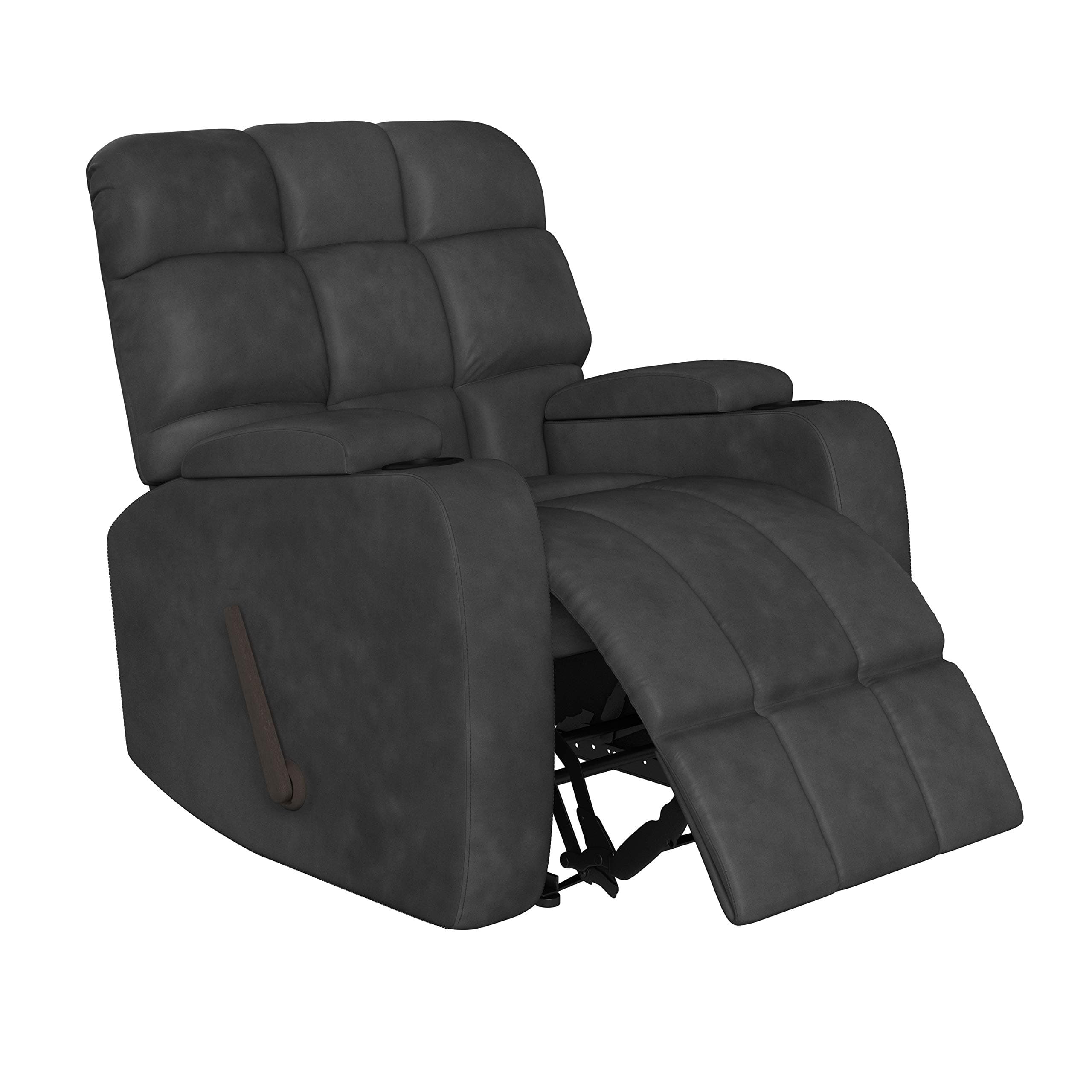 Domesis Montezuma - Microfiber Wall Hugger Storage Recliner Chair, Grey