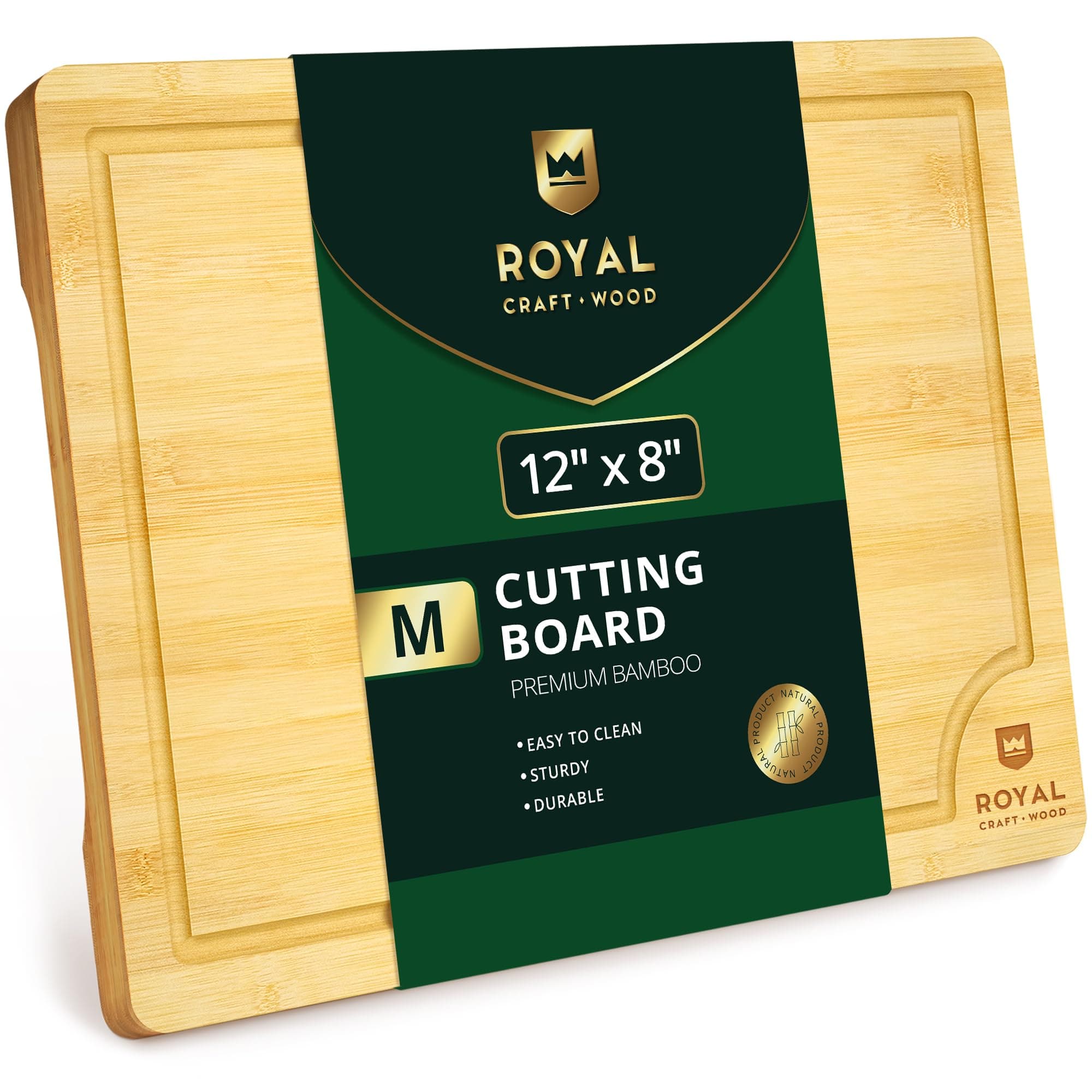 ROYAL CRAFT WOOD Organic Bamboo Cutting Board with Juice Groove - Kitchen Chopping Board for Meat (Butcher Block) Cheese and Vegetables