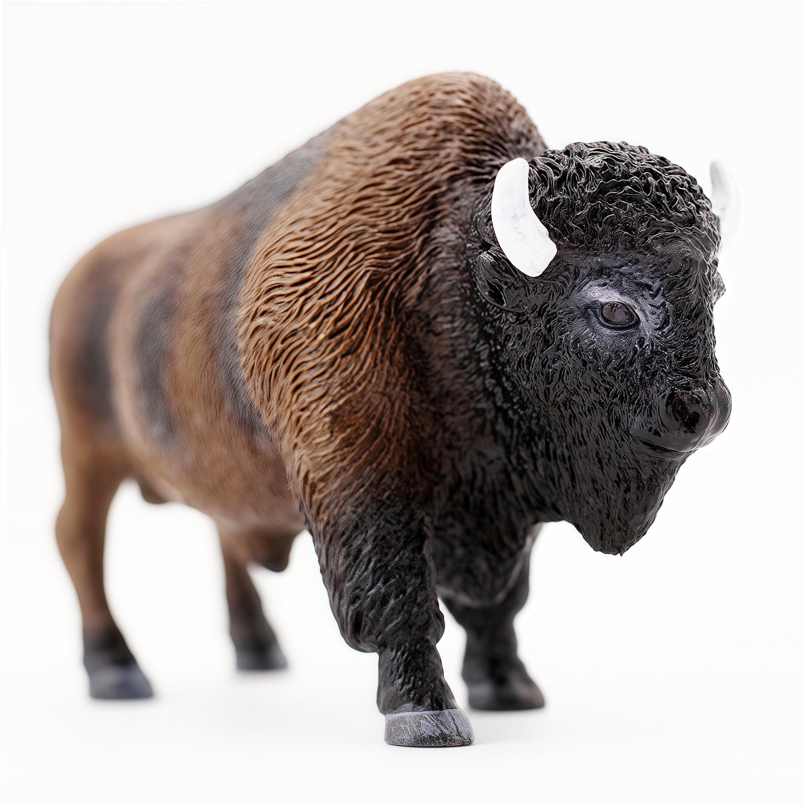 Gemini&Genius North American Bison Figurine Animal Toy, Bull Action Figure, Wildlife Play Toy for Kids, Hand Painted, Realistic and Durable Toys for Children Boys and Girls Gift