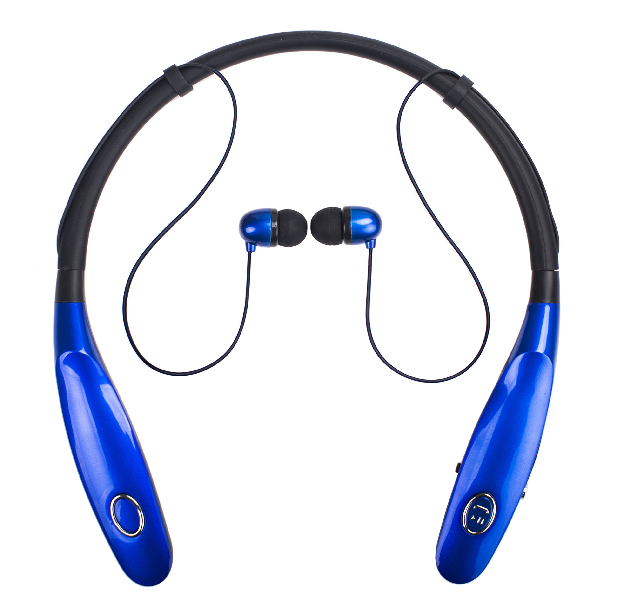 Bluetooth Headphones 14Hr Working Time, Truck Driver Bluetooth Headset, Wireless Magnetic Neckband Earphones, V4.2 Noise Cancelling Earbuds w/Mic, Compatible with Any Bluetooth Equitments (Blue)