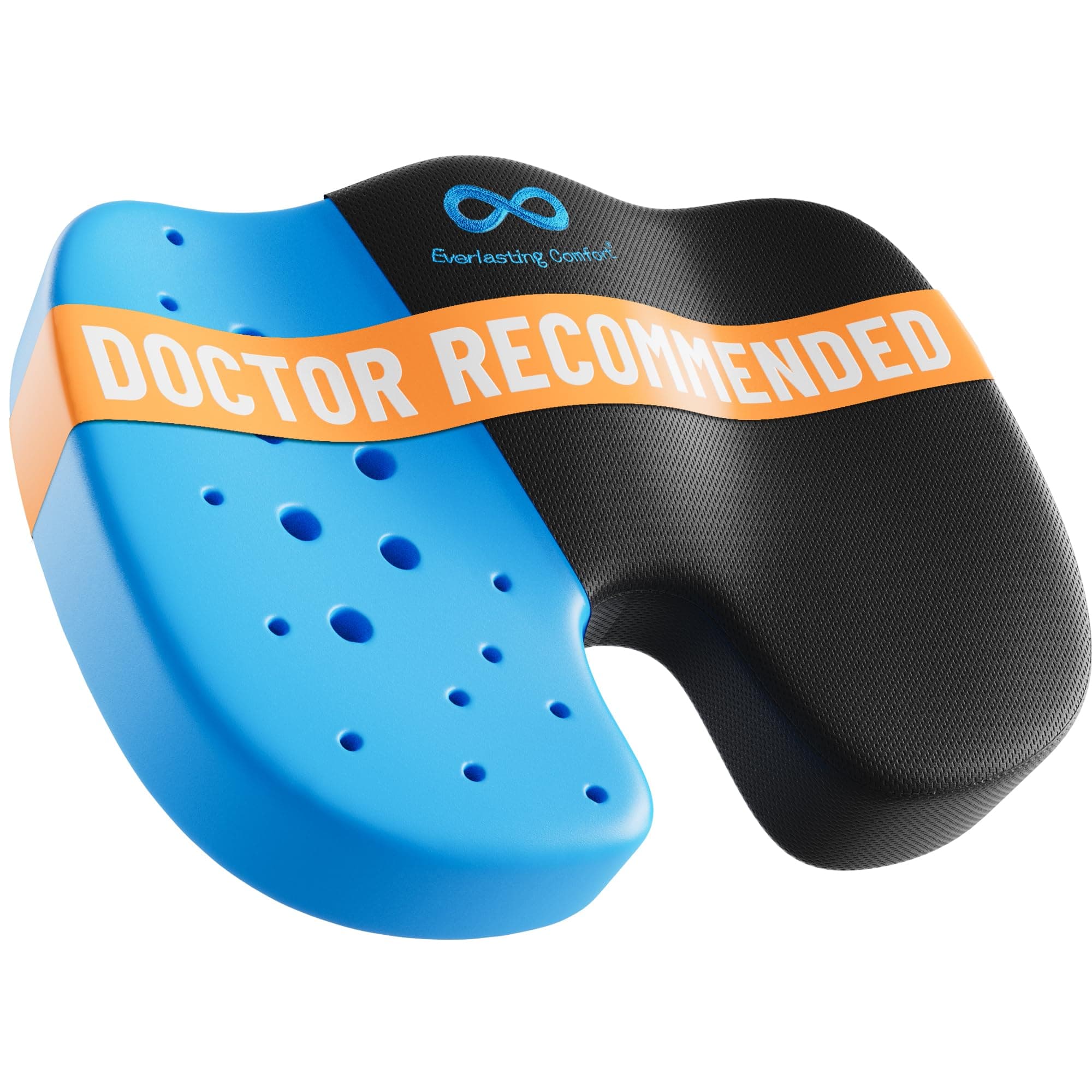 Everlasting Comfort Gel Infused Memory Foam Seat Cushion - Ventilated - Back, Hip, Tailbone, and Sciatica Pain Relief - Black