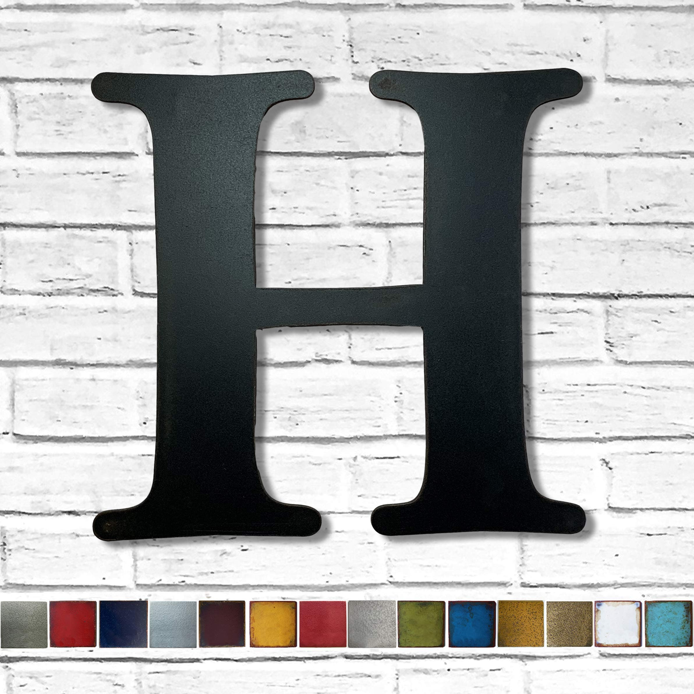 Metal Letter H - 8", 12", 16", 22", or 30" inch tall - Handmade metal wall art - Choose your Patina Color, Size and Letter or Number - Hanging Letters for Living Room, Bedroom or Nursery