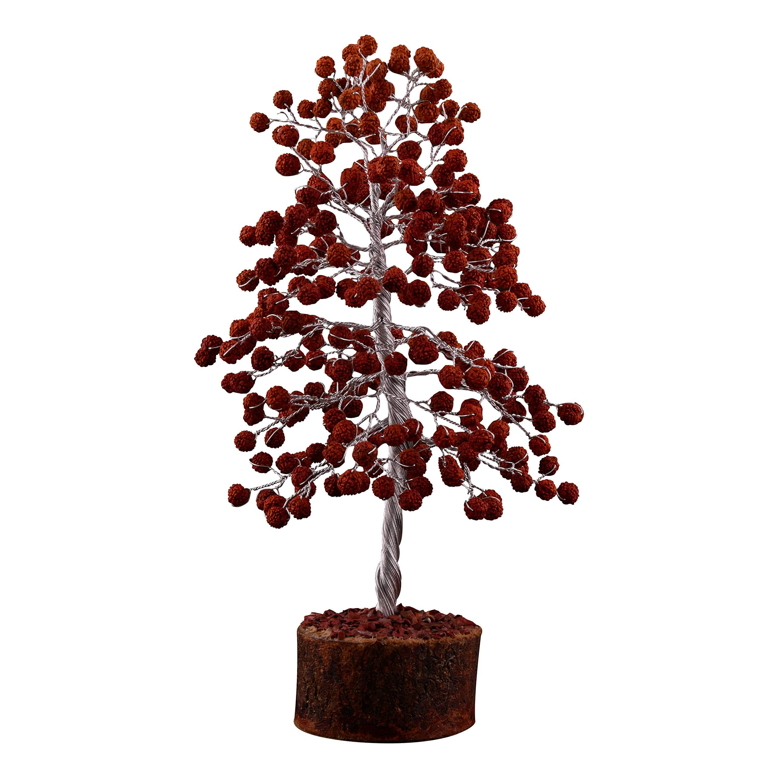 Cartbug Rudraksh Gemstone Bonsai Money Gift Tree Crystal Cleansing Reiki Healing Feng Shui Prosperity Stones & Crystals Positive Energy Gem Figurines Good Luck Chakra Balancing 10 Inch Silver Wire
