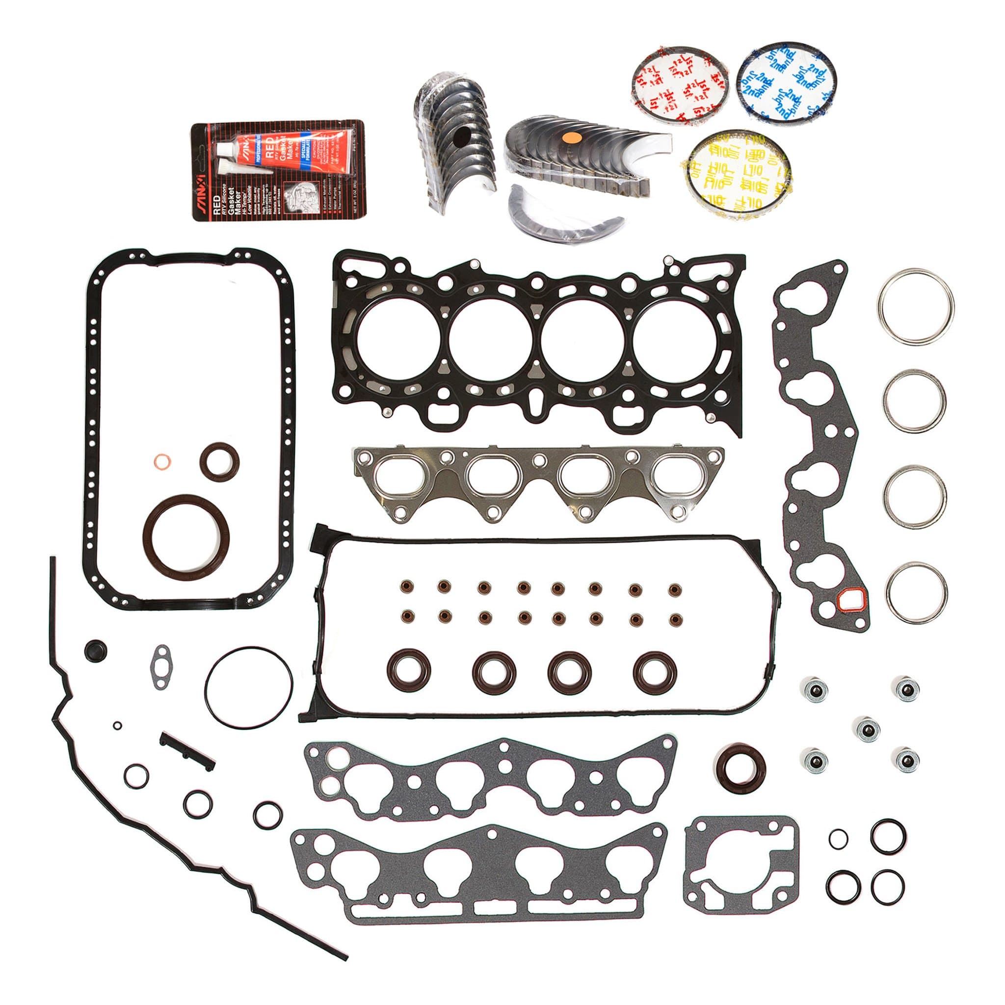 Evergreen Engine Rering Kit FSBRR4029EVE Compatible With 96-00 Honda Civic 1.6 D16Y5 D16Y7 Full Gasket Set, Standard Size Main Rod Bearings, Standard Size Piston Rings