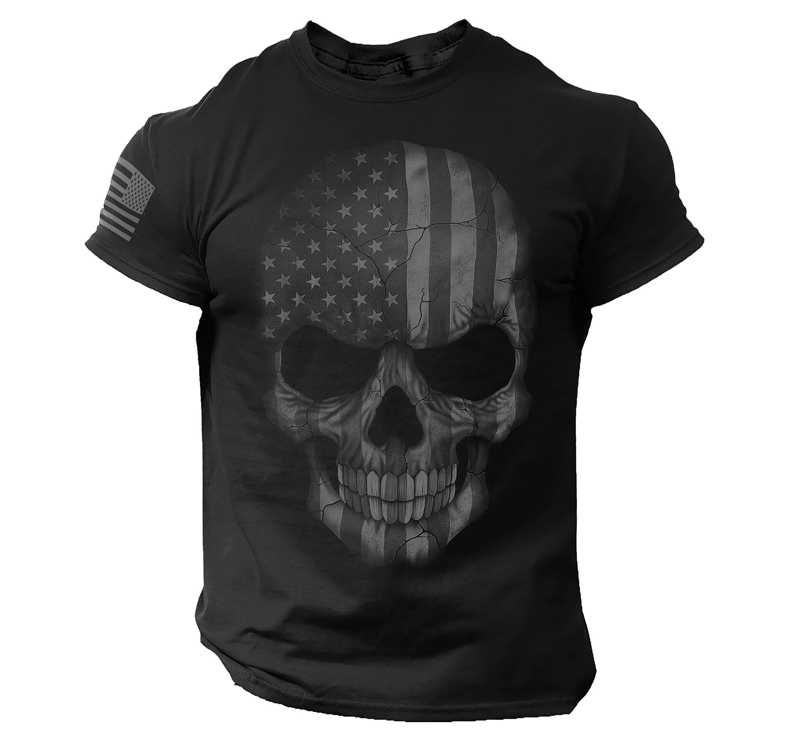 Rogue Style USA Flag Skull T-Shirt for Man - Biker Gym 4th July Tee