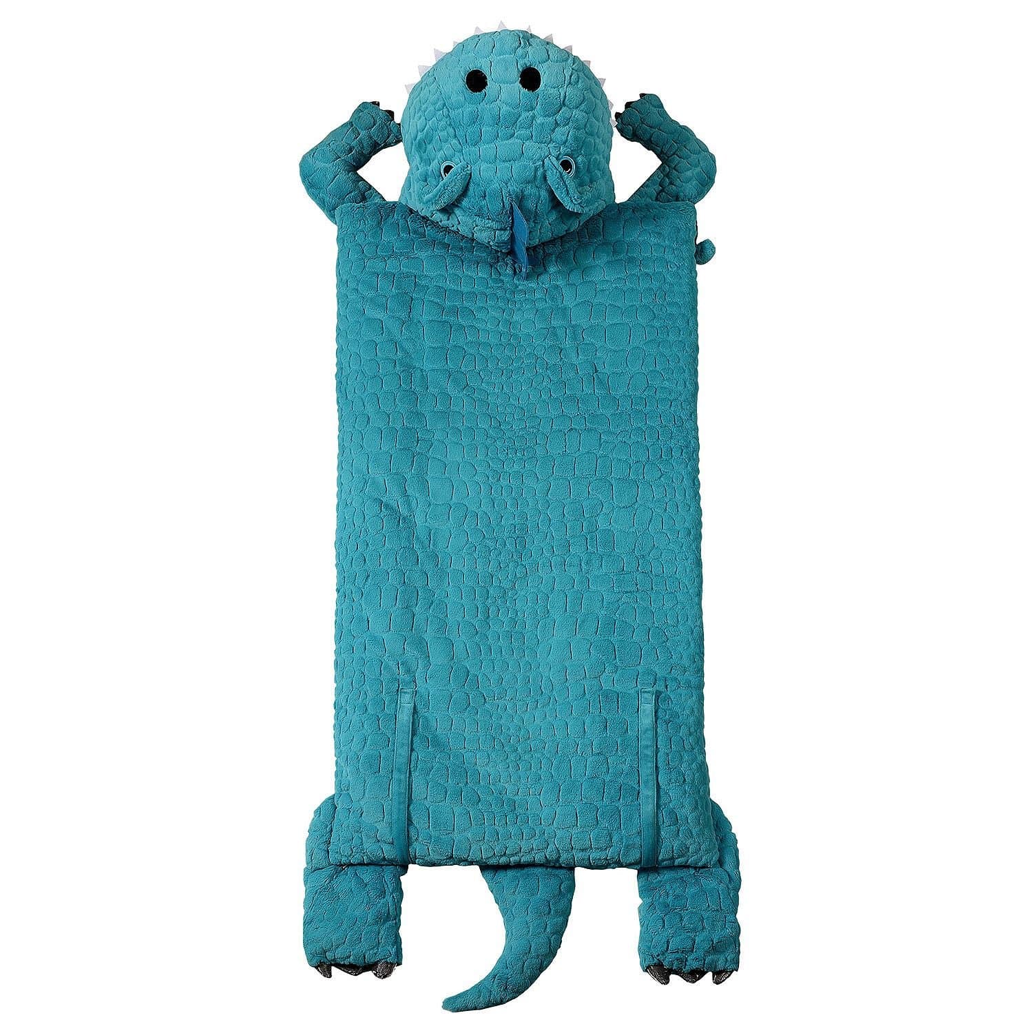 Women Owned Kids Plush Animal Slumber/Sleeping Bag with Super-Soft Cozy Faux Fur (Blue T-Rex)