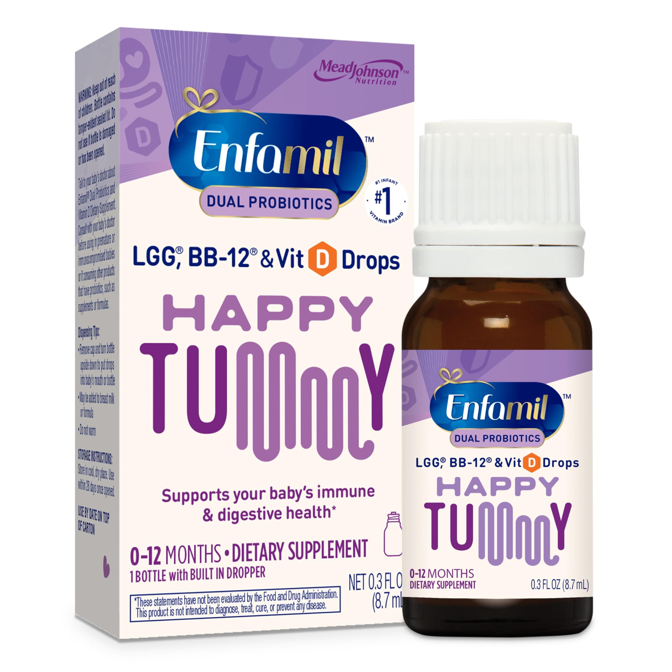 Prenatals & Baby Vitamins Dual Probiotics Drops, Supports Baby's Immune & Digestive Health*, 8.7mL Bottle