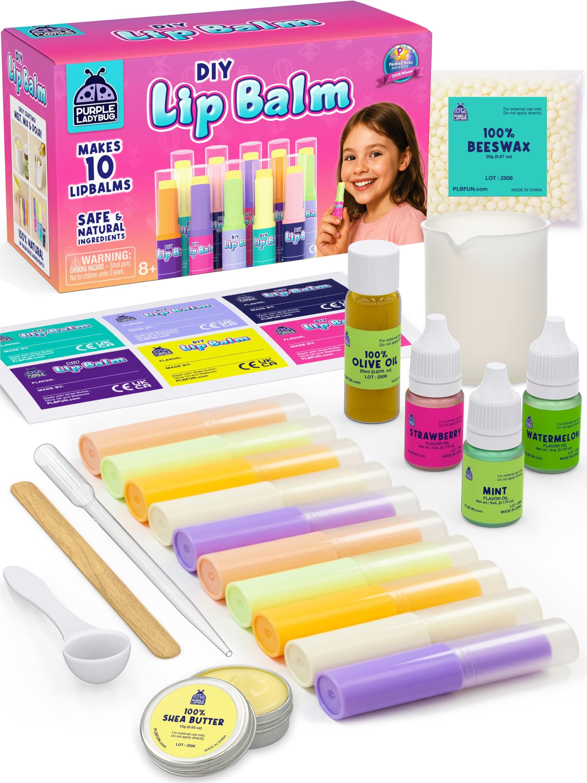 Purple Ladybug Lip Balm Making Kit For Girls With Natural Ingredients - Birthday Gifts 10 Year Old Girl, 8 9 Girl Gift Ideas Ideal Girls, & Fun Stem Activity