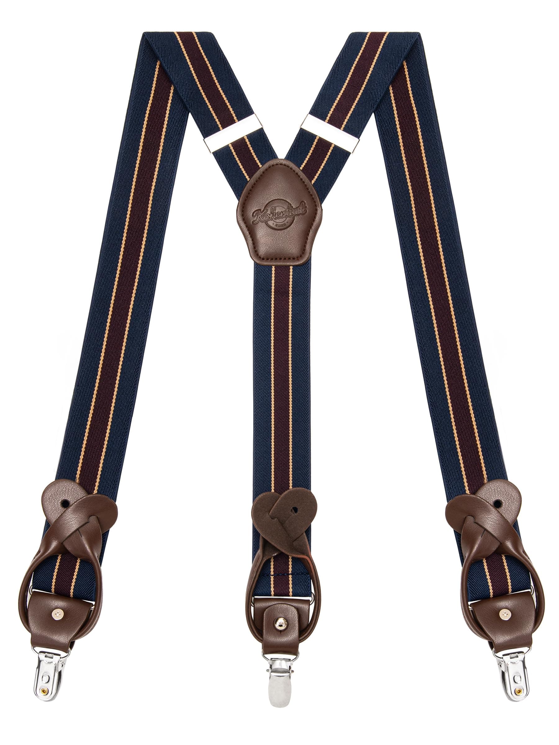 Suspenders for Men with Clip & 6 Buttons 1.4in Y-Shape Stainless Steel