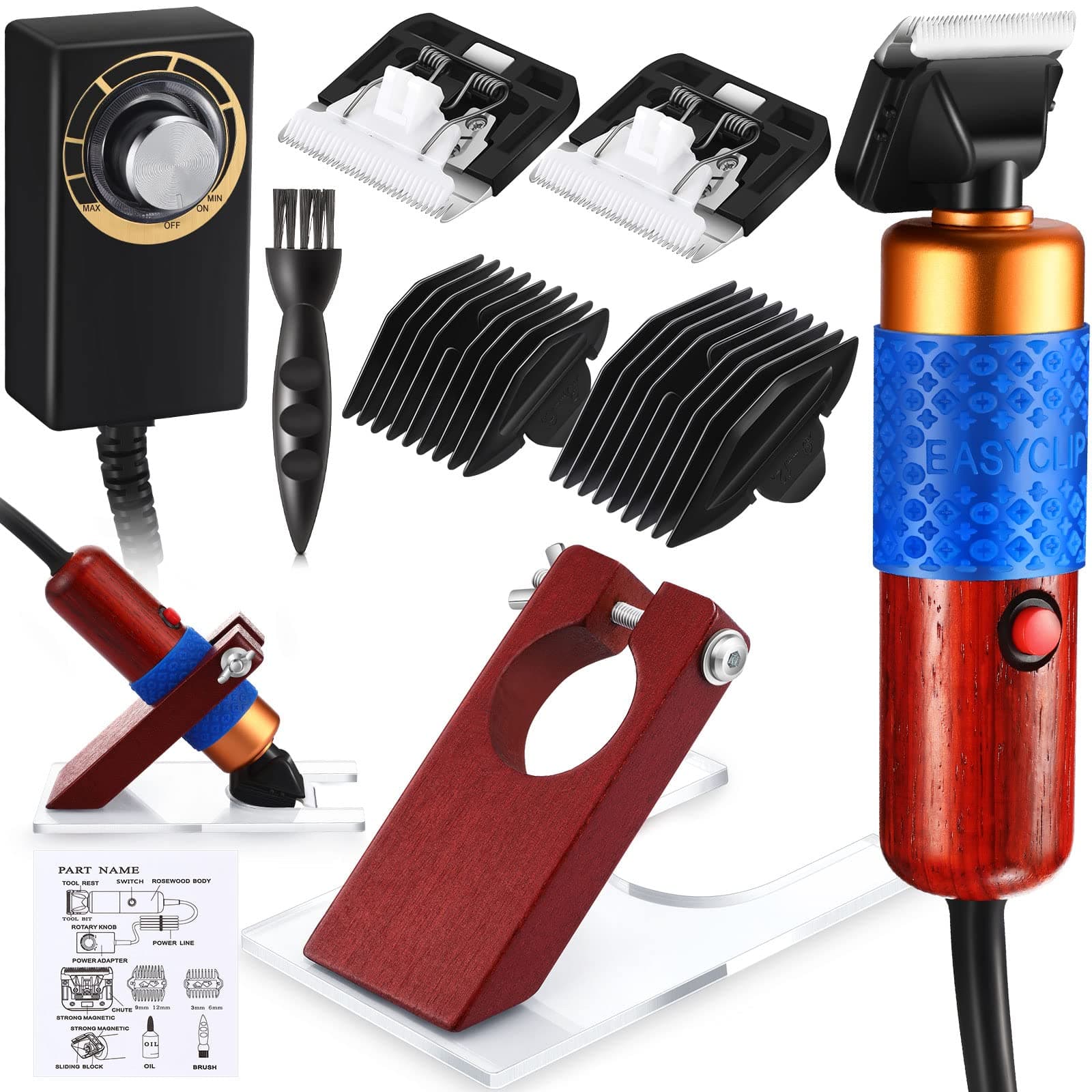 Landhoow Carpet Trimmer Tufting Clippers Speed Adjustable Carpet Carving Clippers Low Noise Rug Tufting Trimmer Carpet Carving Clippers Rug Making Tool for Tufting Carpet Rug Clean, 200W (Dark Brown)