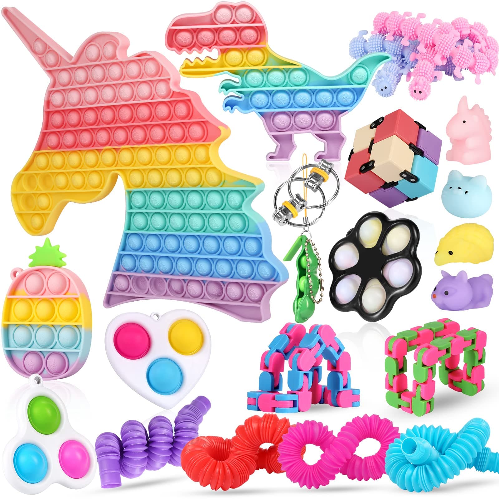 Fidget Toys Pack Set Pop Fidgets Toy Sets Packs Fidget Toys Pack Stress Relief and Anti-Anxiety Tools Sensory Toys (22 Packs)