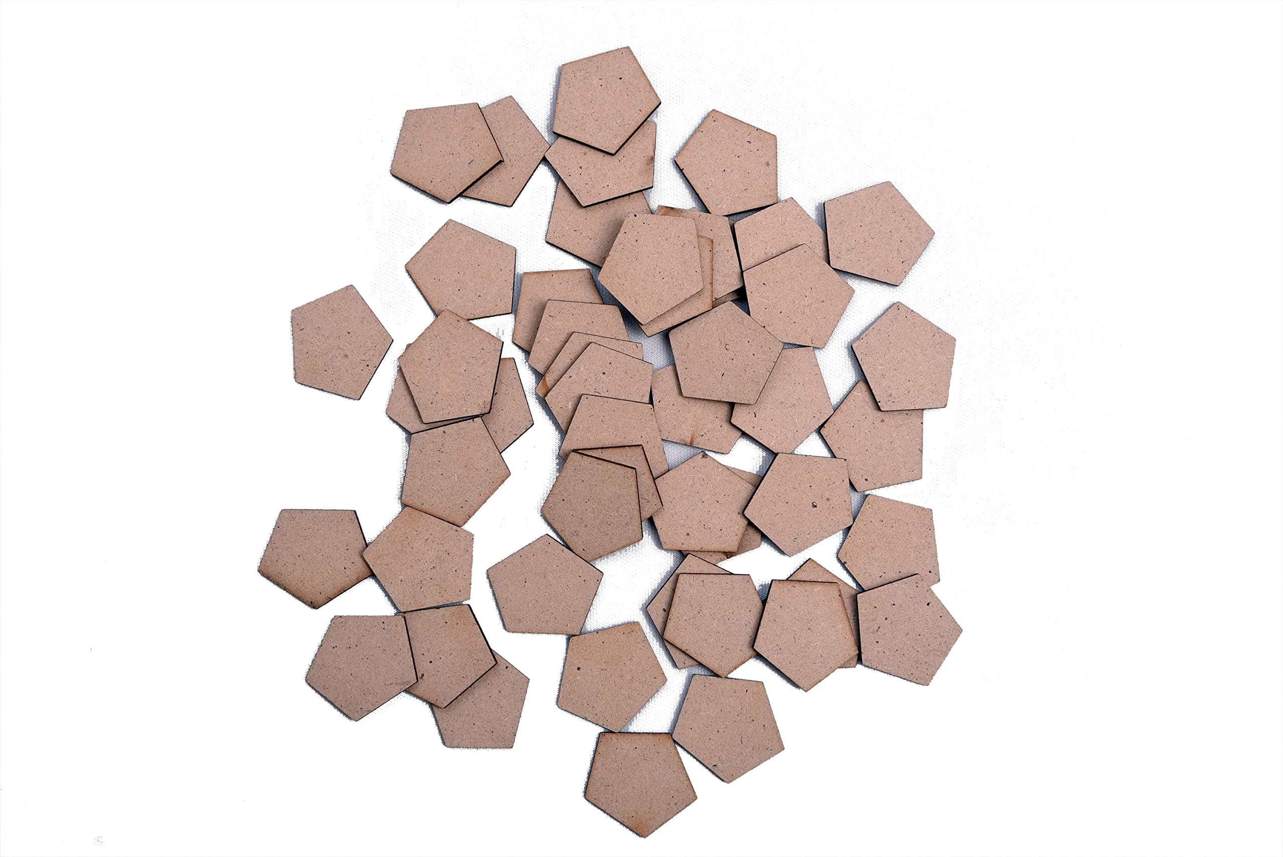 VINAYAK GALLERY MDF Unfinished Board Sheets for DIY Home Decor Multipurpose Painting Decoupage Art and Crafts (50 pcs - Pentagon Shape)