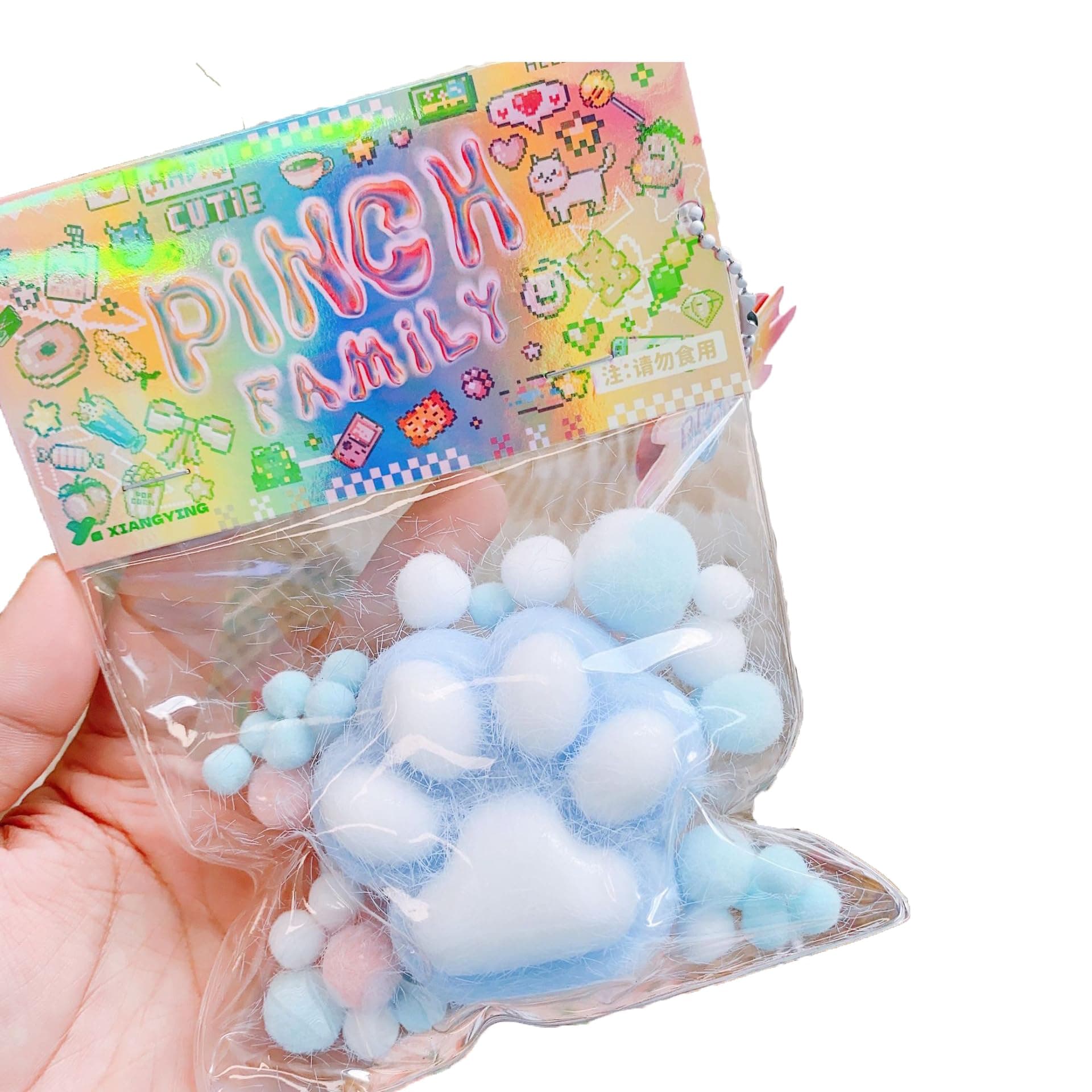 タバスクイッシーキット1個 かわいい猫の足スクイッシーフィジェットトイ、かわいい猫のスクイッシー感覚おもちゃ、ピンチファミリースクイッシーおもちゃ、パーティーの記念品のためのストレス解消、大人のための猫のもちスクイッシー(ブルー)