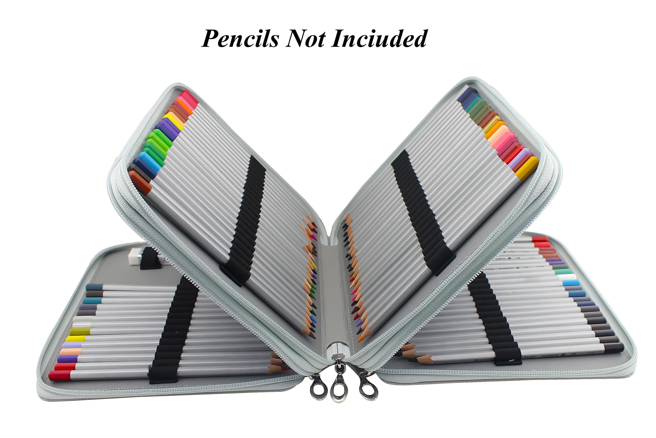 Pencil Case Feelily 127 Slots Super Large Capacity Multi-layer PU Leather Stationary Case Students/Artist Pencil Case Pen Bag Pouch with Zipper(Pencils Not Included) (Grey)