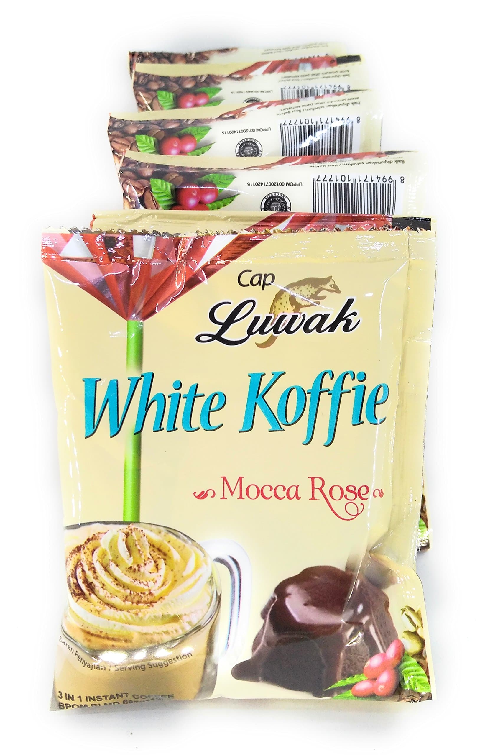 Kopi Luwak White Koffie Original (3 in 1) Instant Coffee Mocca Rose Flavor, Single Pack 20 Gram ( 30 Sachets)