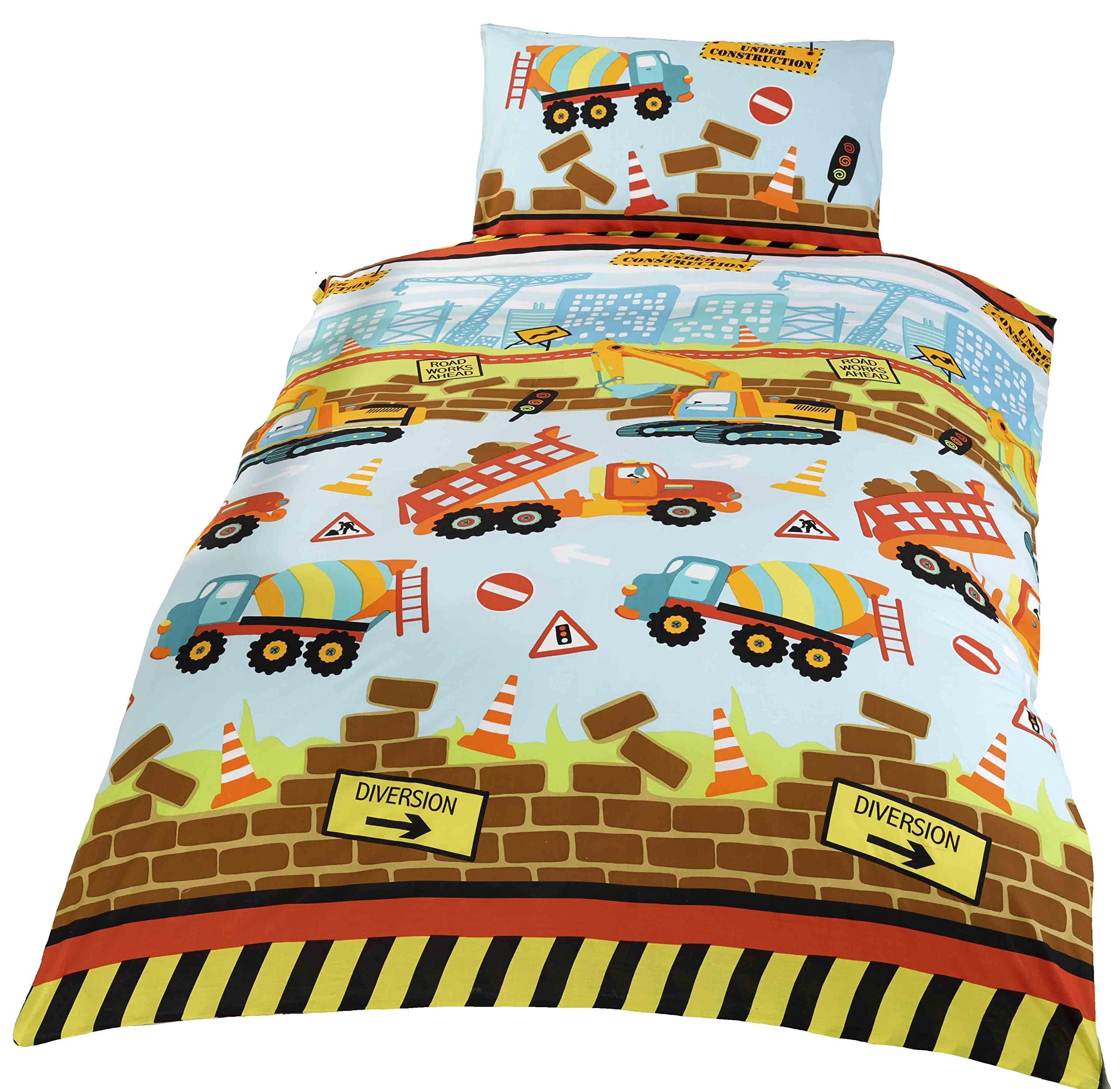 Under Construction Double Bedding Set - Diggers and Trucks