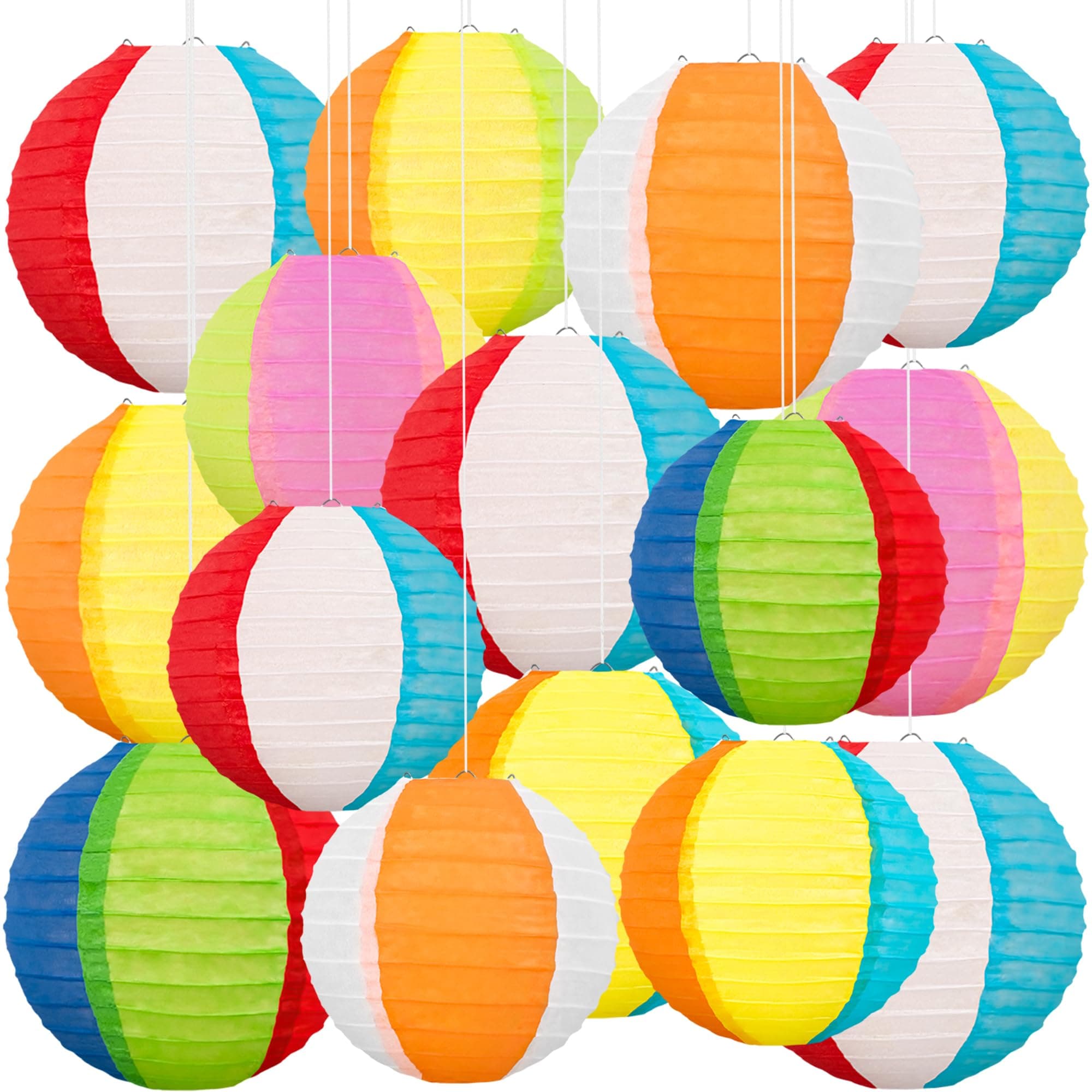 ‎Renbuzhu 15PCS Pool Party Decorations Beach Ball Paper Lanterns - Summer Luau Hawaiian Themed Hanging Decor for Home Birthday Outdoor Indoor