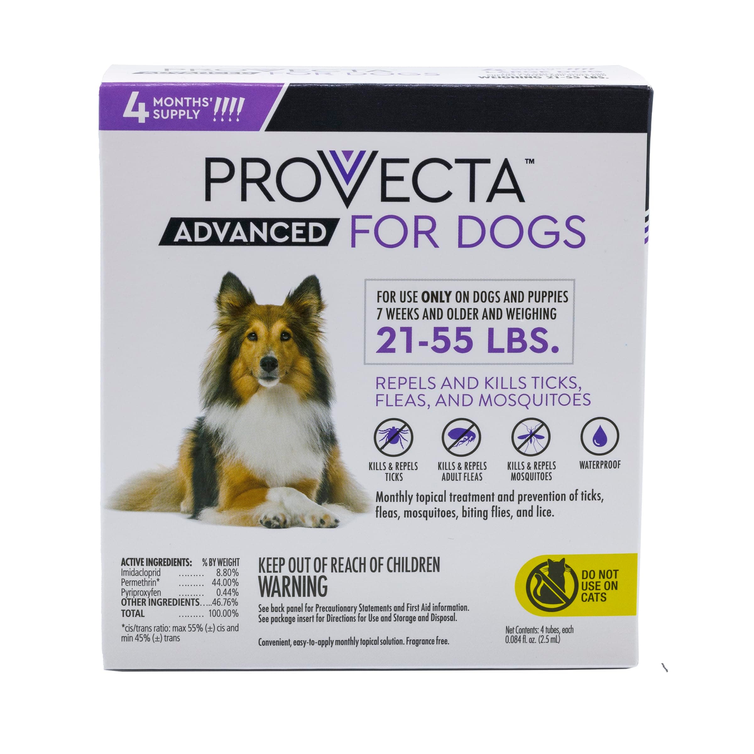 Provecta® Advanced for Large Dogs (21–55 lbs) Flea and Tick Topical Treatment, 4-Month Supply