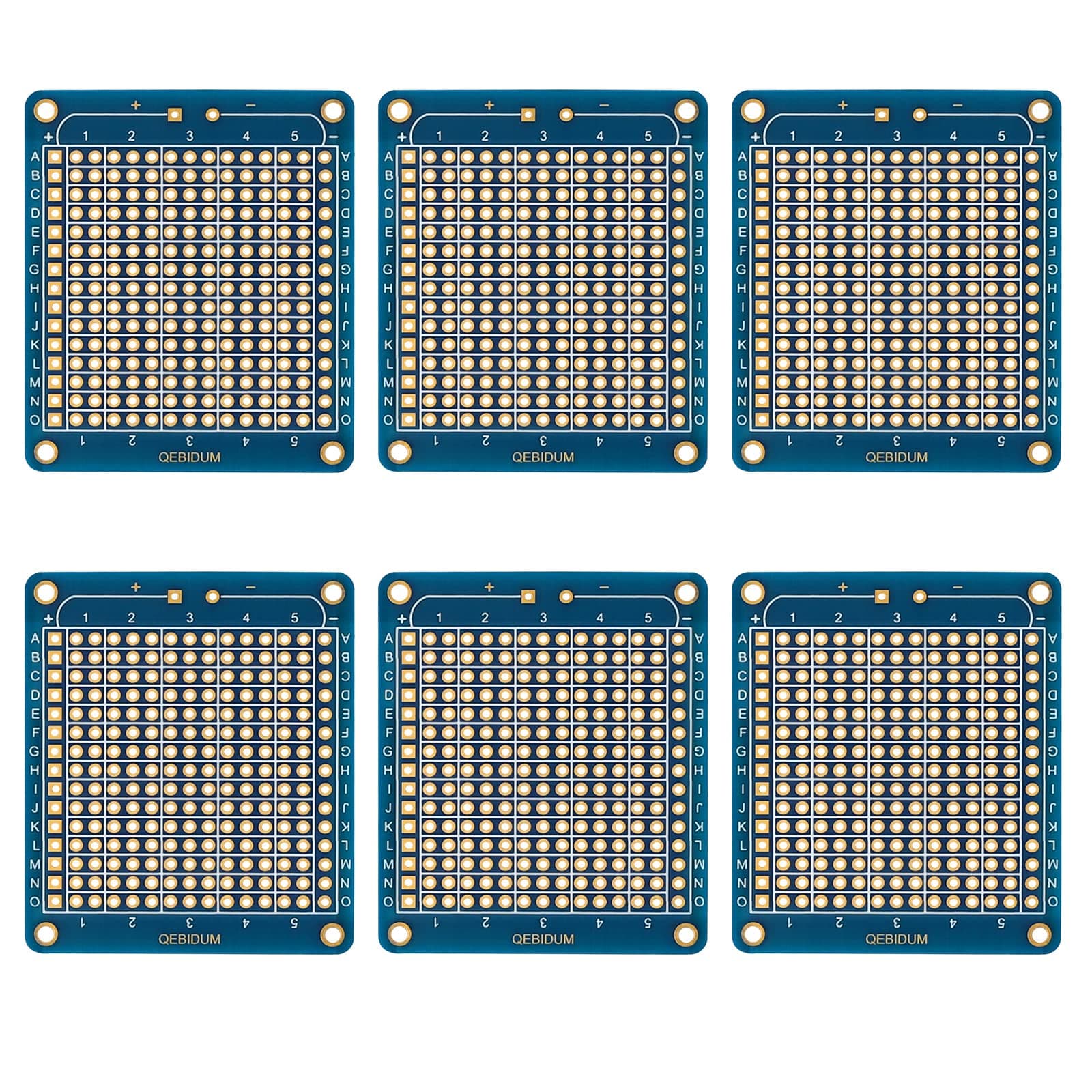 Mini Breadboard Solderable Protoboard for DIY Electronic, PCB Prototype Board Suit for Arduino Projects, Double Sided Perma-Proto Boards Gold-Plated Pad Easy to Solder (6 Blue Pack)