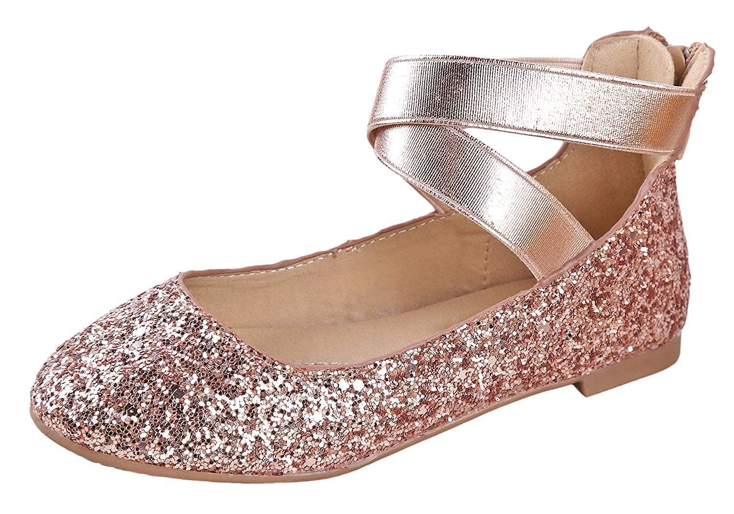 Dana-20KB Girls Dress Ballet Flat Faux Suede Shoes, Champagne 10