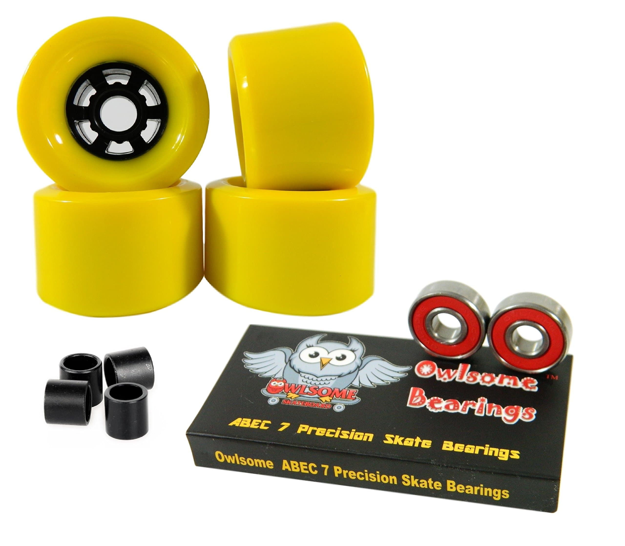Owlsome 83mm Wheels Longboard Flywheels ABEC 7 Precision Bearings