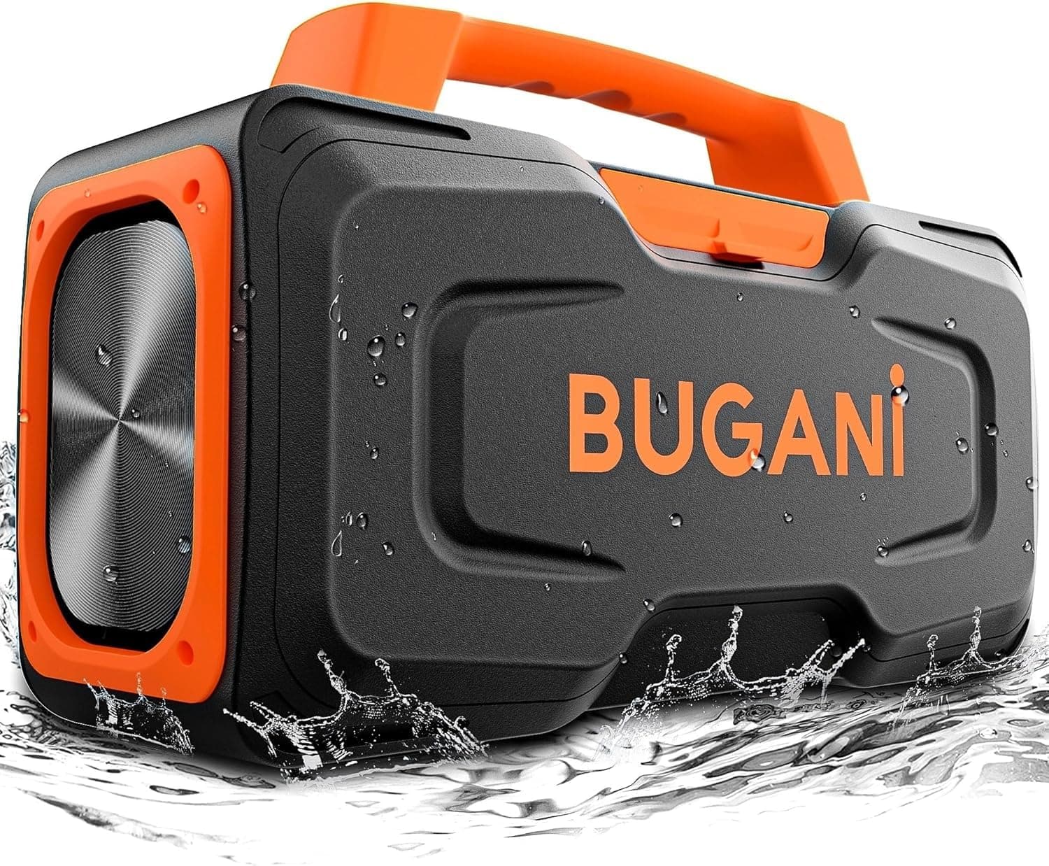 BUGANI Bluetooth Speaker, 80W Powerful Portable Wireless Speaker IPX7 Waterproof, Outdoor Loud Speakers with Handle 24H Playtime, Support Microphone AUX USB Suitable for Party, Pool, Singing