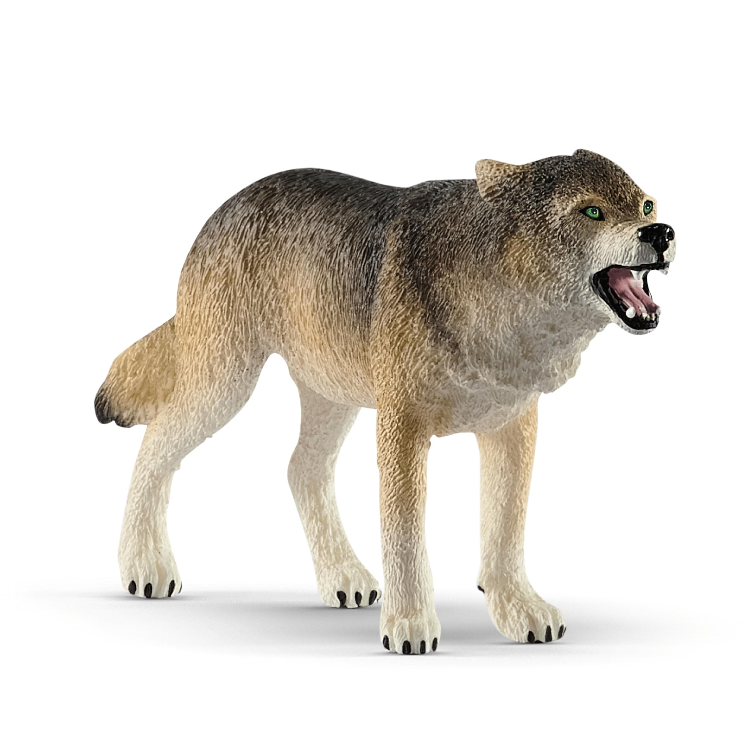 Wild Life Realistic Prowling Gray Wolf Figurine - Durable North American Forest Animal Figure for Kids, Perfect Toy for Fun and Imaginative Adventures, Gift for Boys and Girls Ages 3+