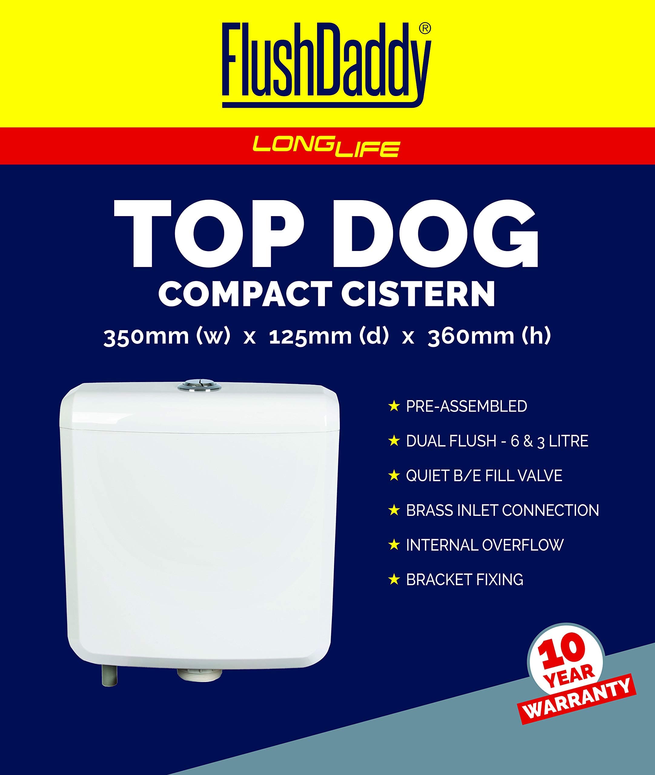 CIST10 Top Dual Flush Cistern Bottom Entry, 6 Litre