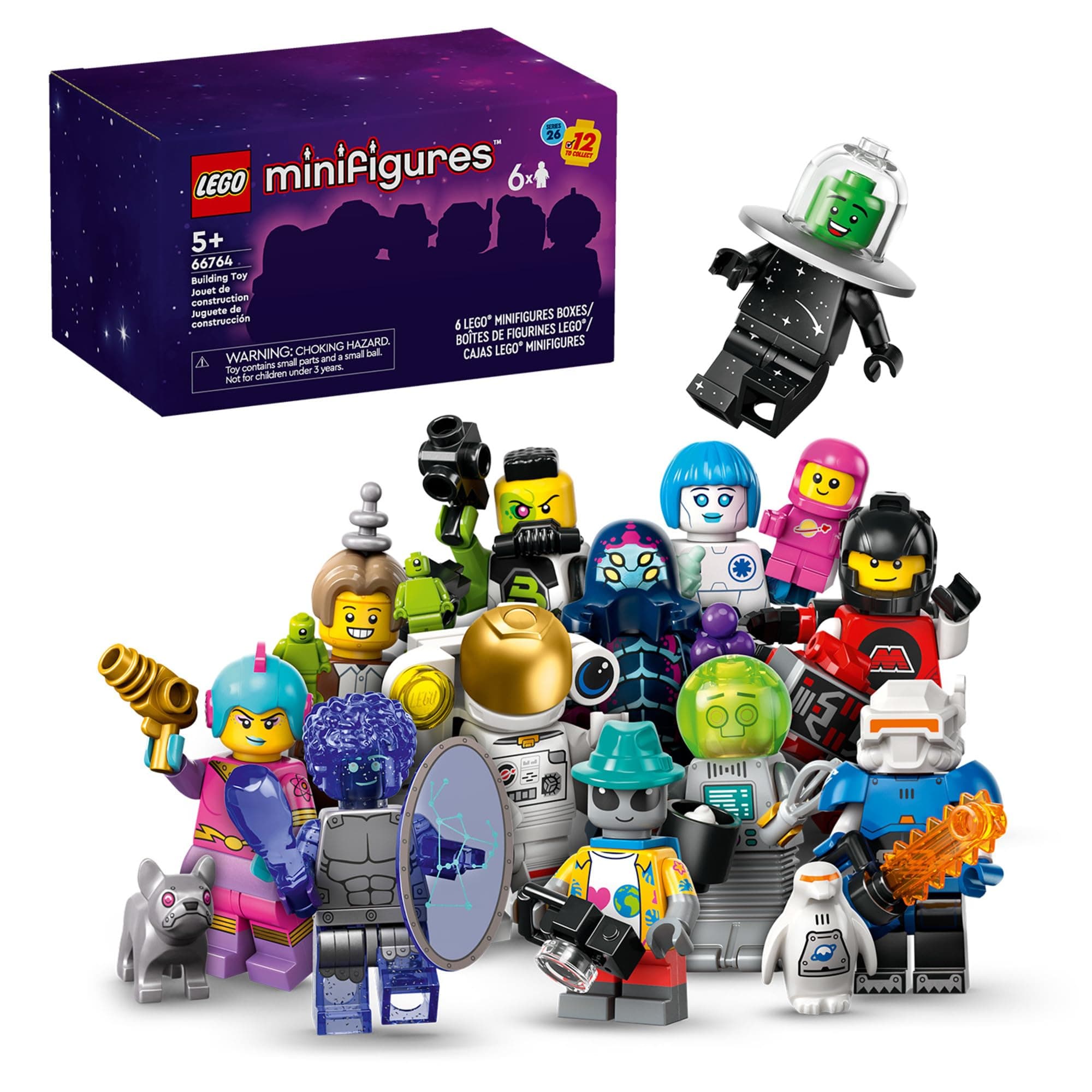 Minifigures Series 26 Space 6 Pack, Multi Pack of Collectible Minifigures for Kids, Sci-Fi Toy Building Set for Independent Play, Gift Idea for Boys and Girls Aged 5 Years Old and Up, 66764