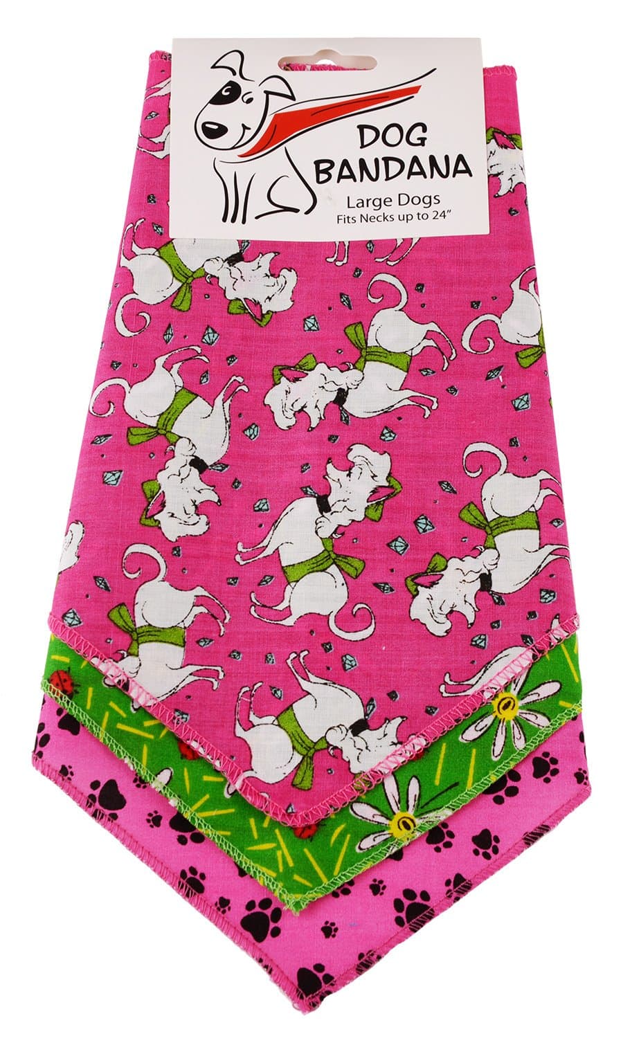 BANDANAS UNLIMITED Tie on Triangle Female Dog Bandanas for Large Dogs (3 Pack), 29"