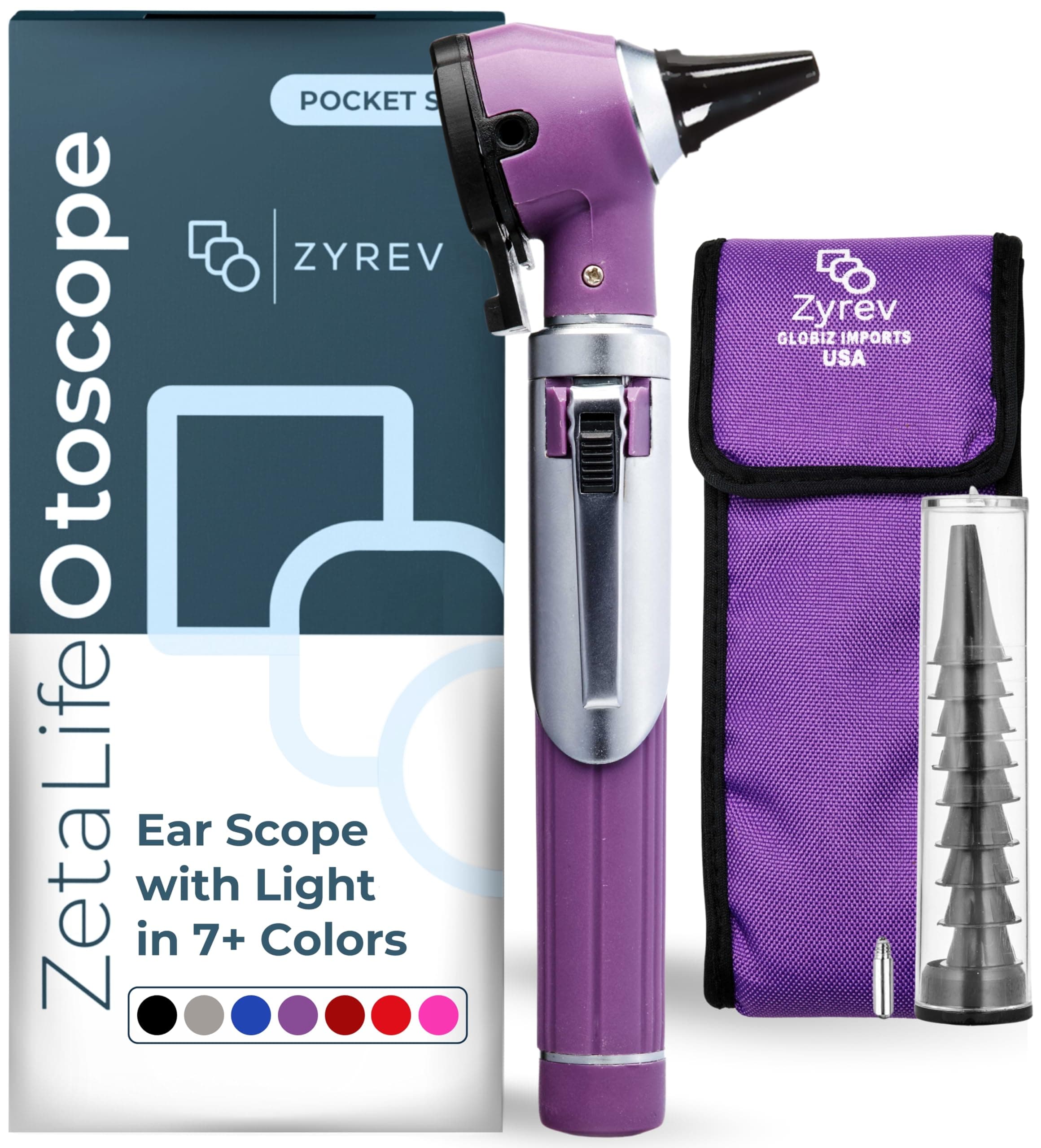 ZetaLife Otoscope - Ear Scope with Light, Ear Infection Detector, Pocket Size (Purple Color)