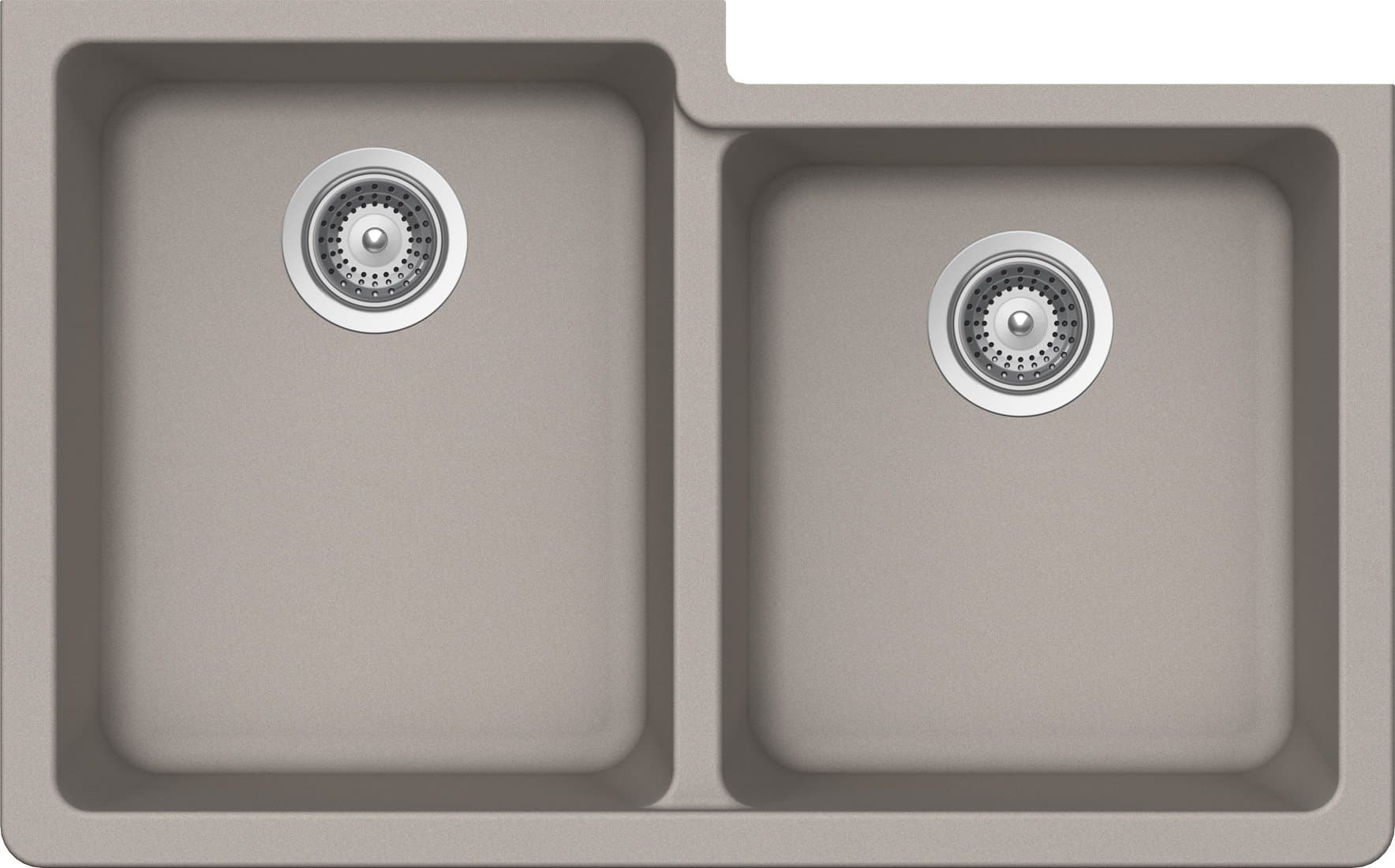 SCHOCK ALIN175YU042 ALIVE Series CRISTALITE 60/40 Undermount Double Bowl Kitchen Sink, Concrete