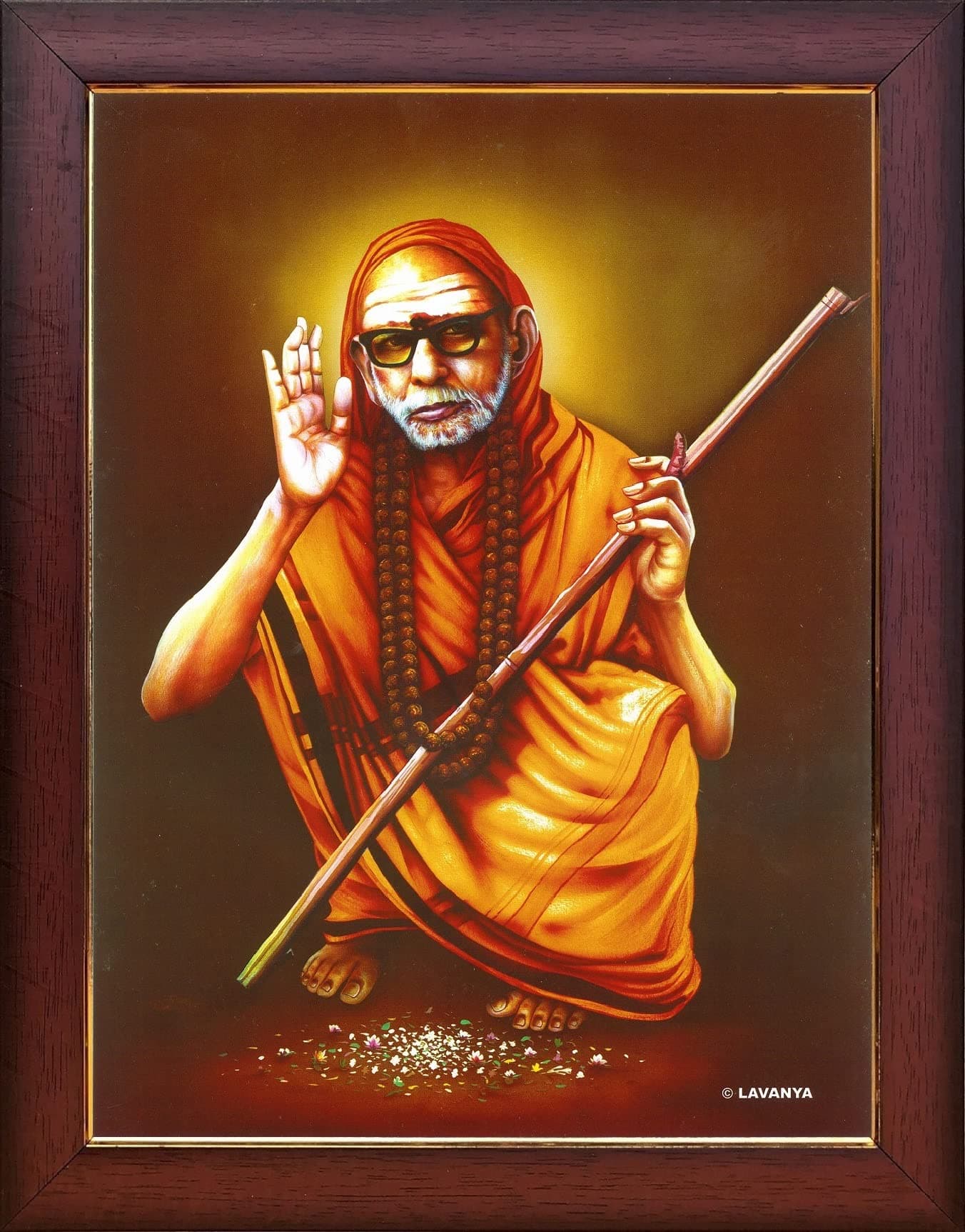 Garuda Photos - Kanchi Maha Periyava Photo Frame; Kanchi; kanji; Maha; Periyava; Mahaperiyava; mahaperiyavar; Swamy; Swami; Swamigal; Paramacharya; Chandra; Sekhara; Shekhara; Shekara; Sekara; Saraswathi; Saraswati; Chandrashekhara; Chandrasekara; Chandrashekara; Kamakshi; Kamatchi; Amman; Devi; Photo; Frame (Small (9x7 Inch))