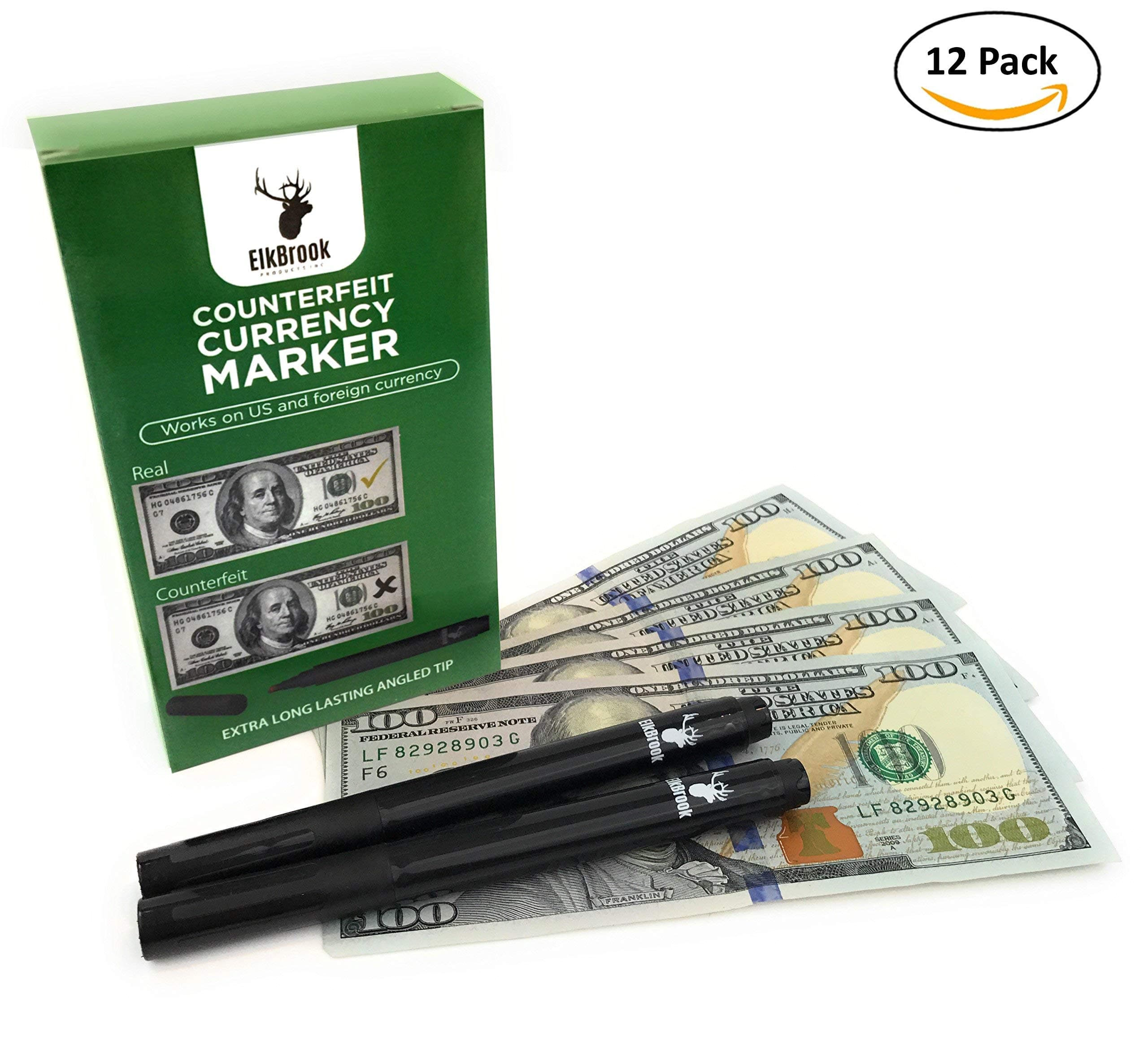 Counterfeit Currency Marker | Counterfeit Pen | Counterfeit Money Marker Pen for U.S. Currency (12-Count) | Counterfeit Bill Detector | Money Pen | Fake Cash Checker |