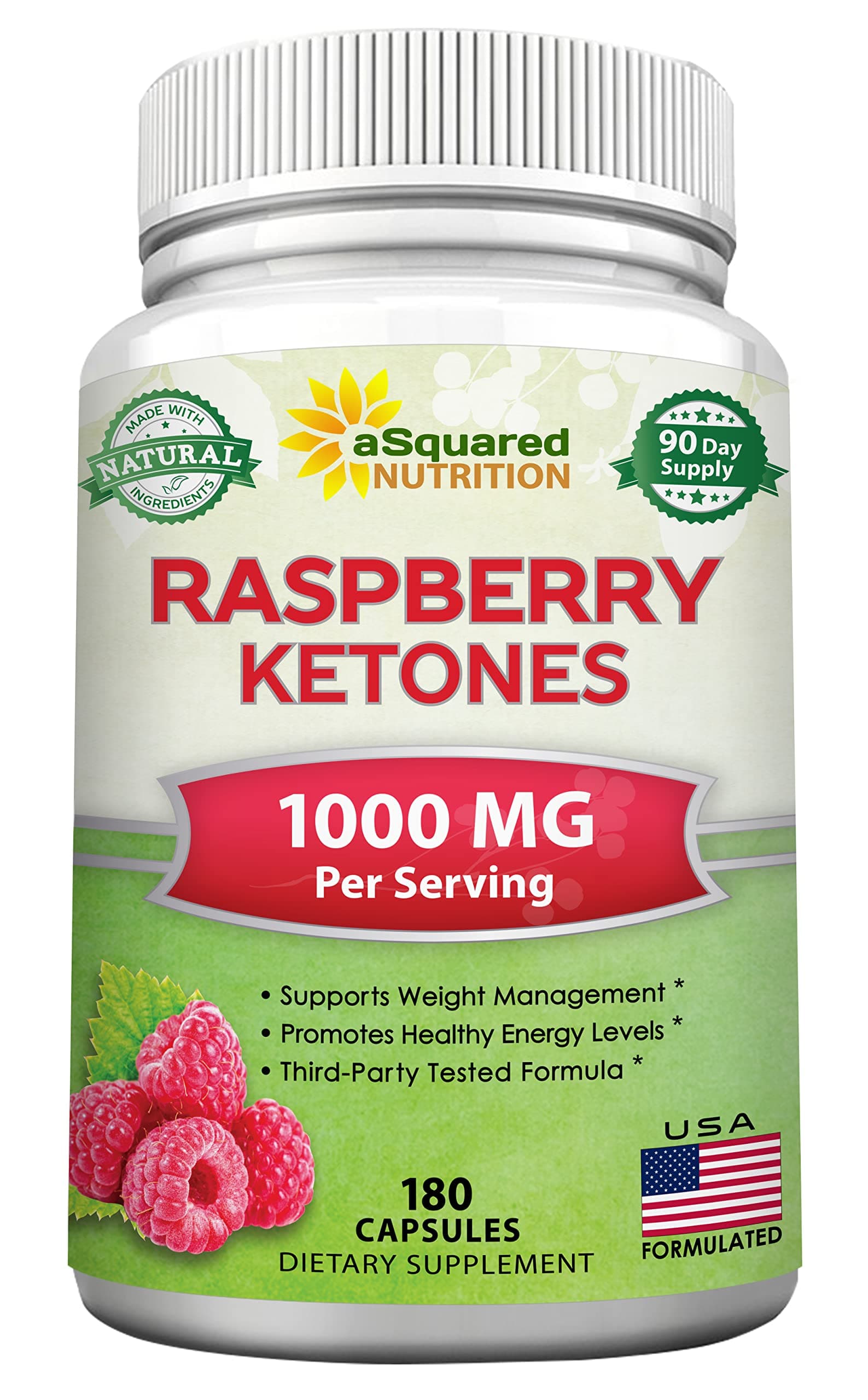 aSquared Nutrition Natural Raspberry Ketones 1000mg-180 Capsules-Weight Loss Supplement, Max Strength Plus Appetite Suppressant Diet Pills, Premium Lean Health Powder to Boost Pure Energy & Metabolism