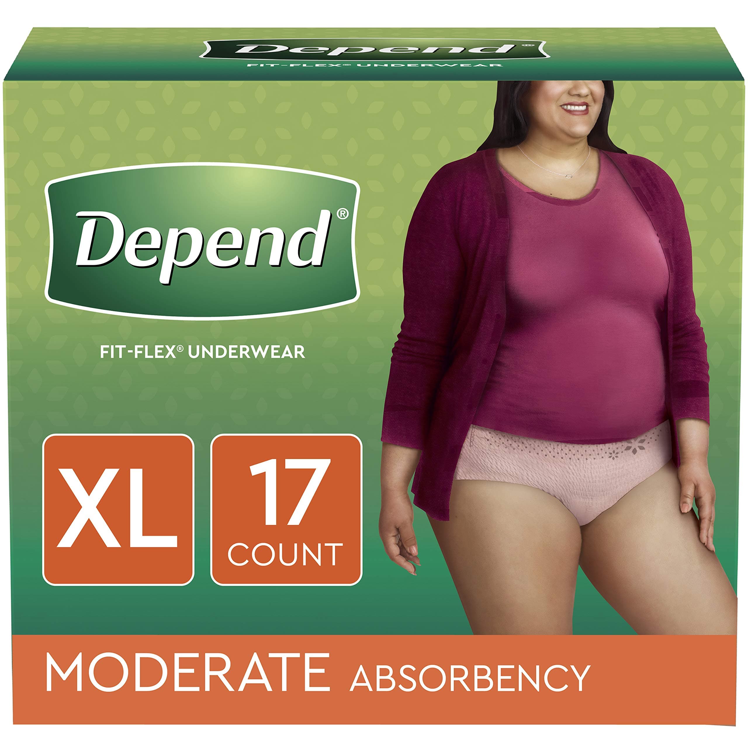 Dependfor Women Soft Peach XL Underwear, 17 ct