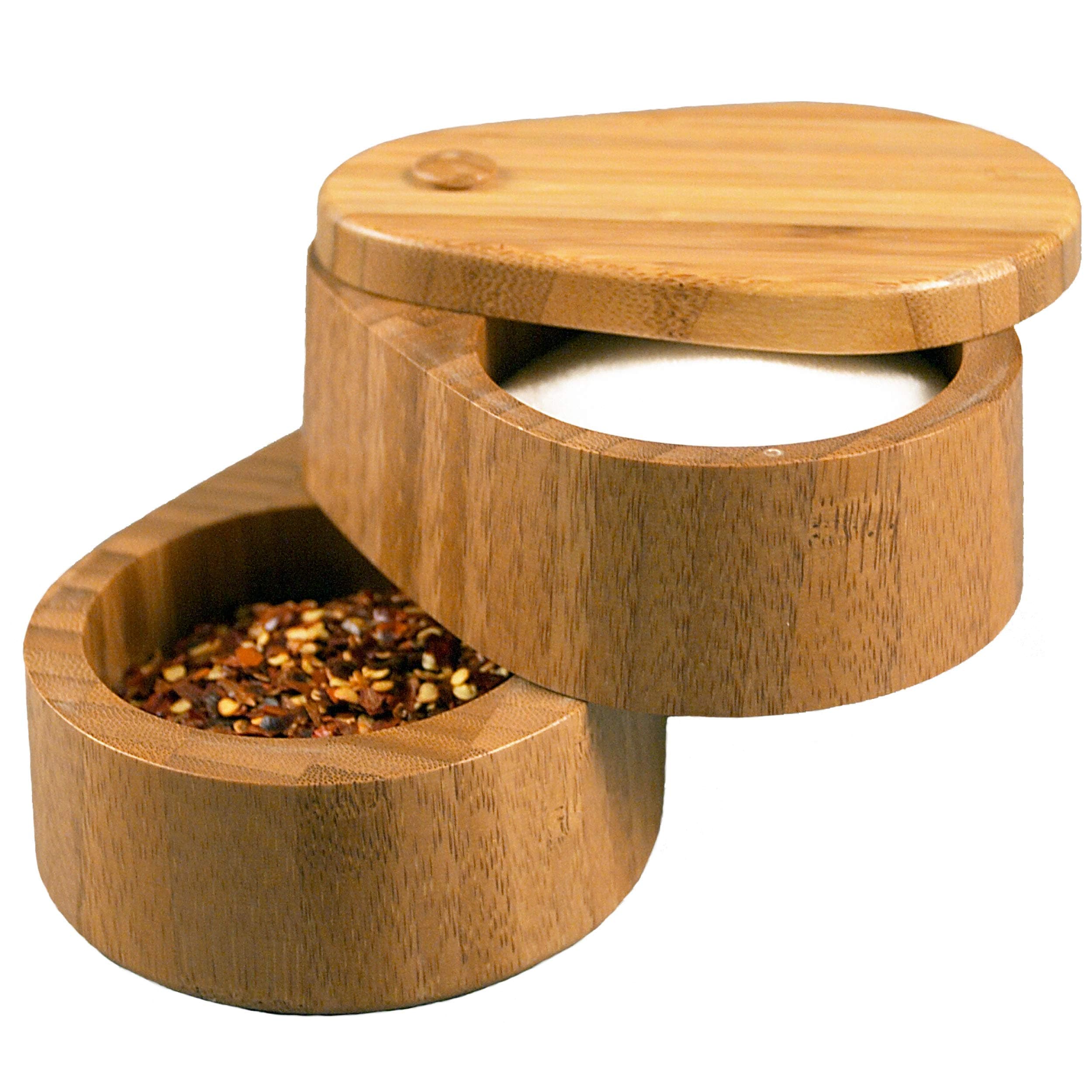 Totally Bamboo Double Salt Two Tier Storage Box with Swivel Lid