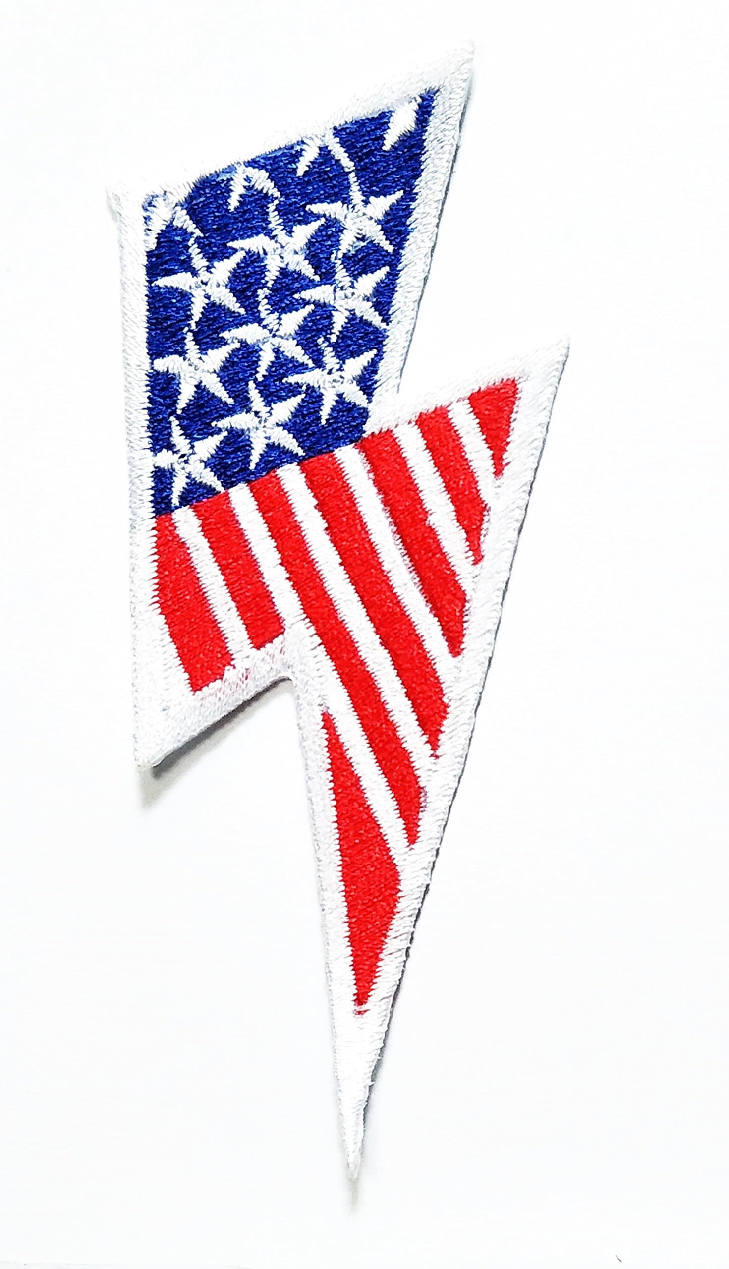 HHO Lightning bolt American Flag retro Patch Embroidered DIY Patches, Cute Applique Sew Iron on Kids Craft Patch for Bags Jackets Jeans Clothes