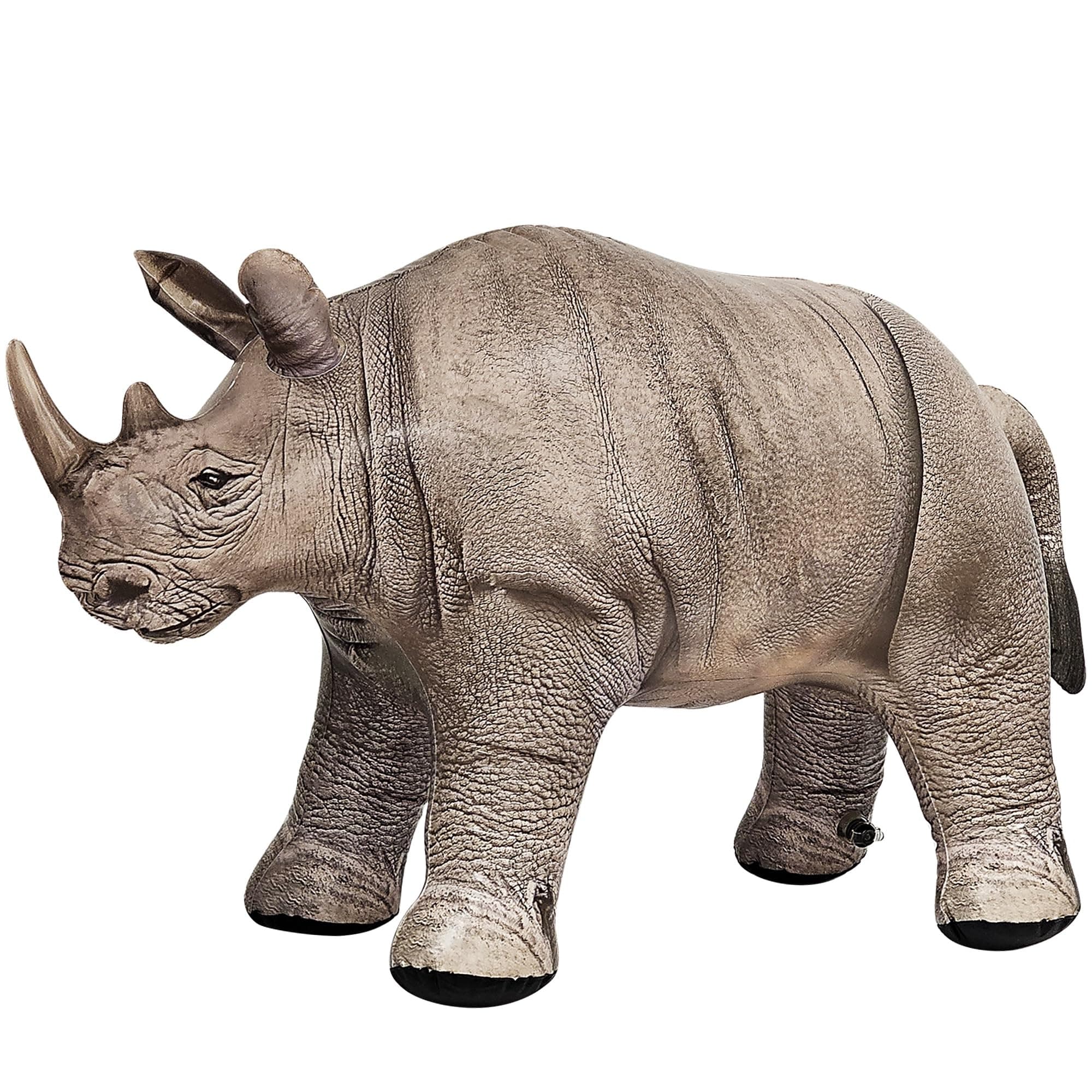 36” Long Inflatable Rhinoceros Toy – Gray Rhino Beast Figure for Safari Party Decoration, Wildlife Photo Prop, Realistic Design, Easy to Inflate, 1 pc
