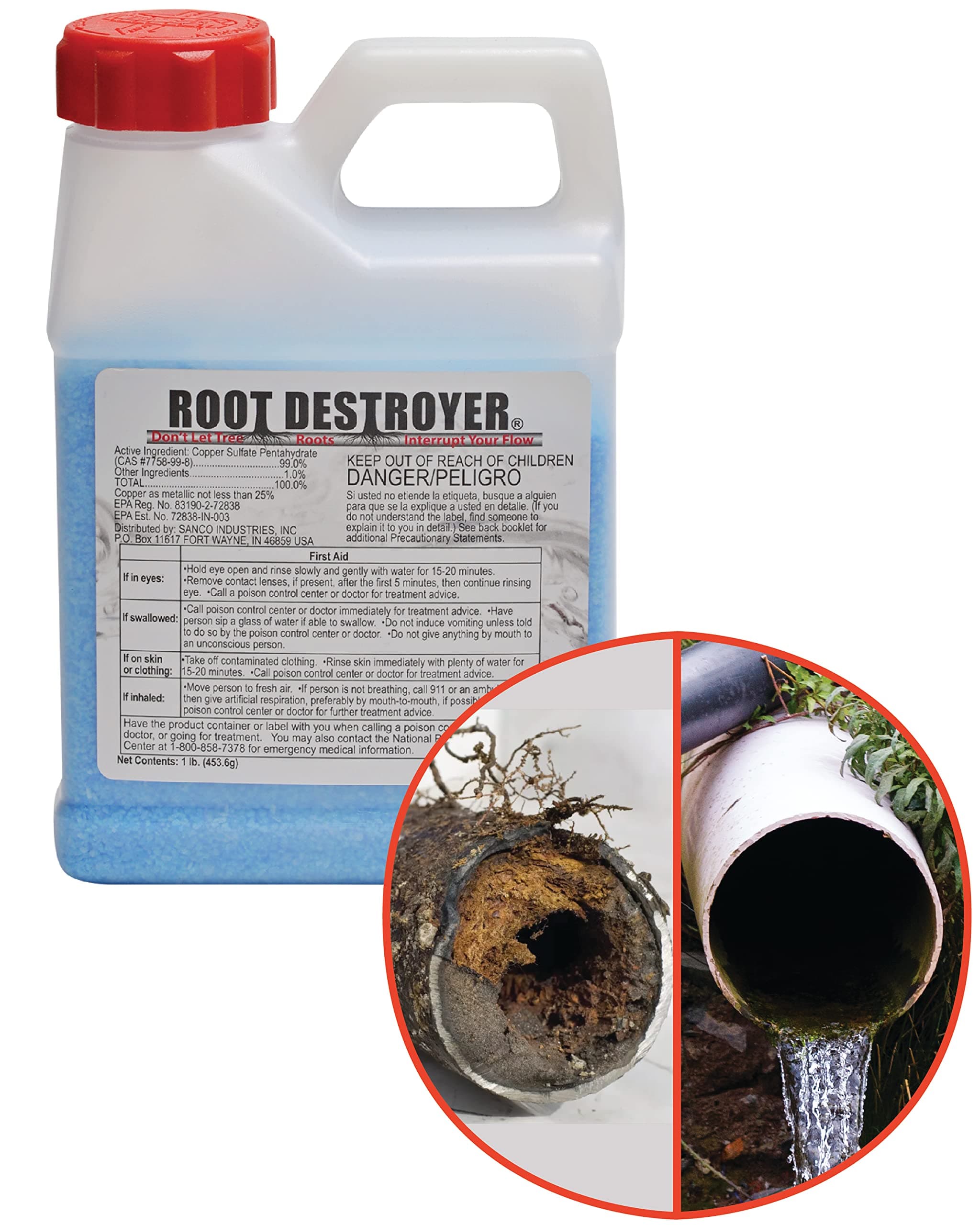 Root Destroyer – 1lb- Root Killer for Sewer & Septic Systems - Stops New Growth & Clears Pipes – Safe for All Plumbing