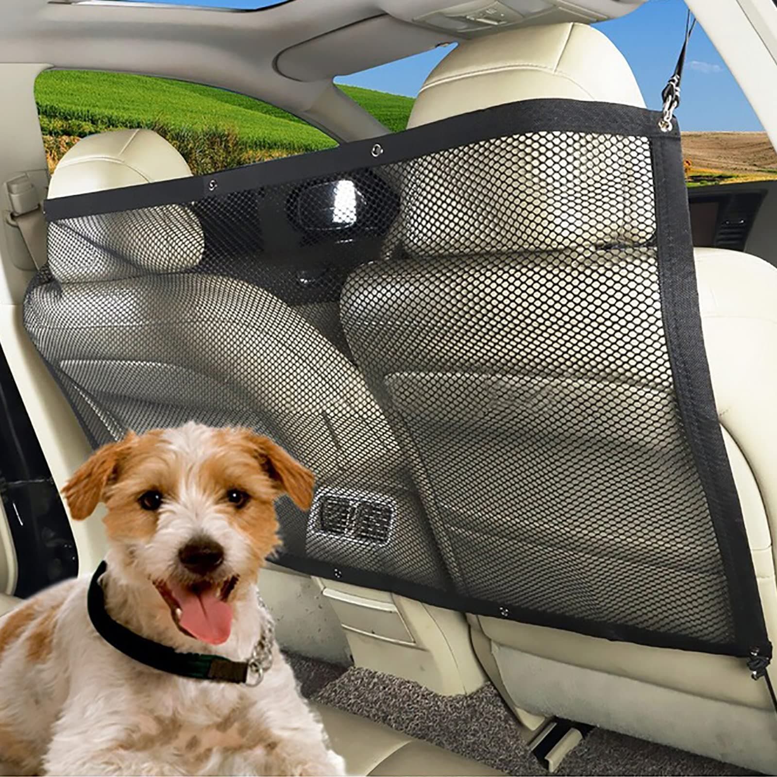 Dog Car Barrier Pet Car Divider Net with Adjusting Rope and Hook Multifunctional car Dog guardrail Used for SUV Car Truck