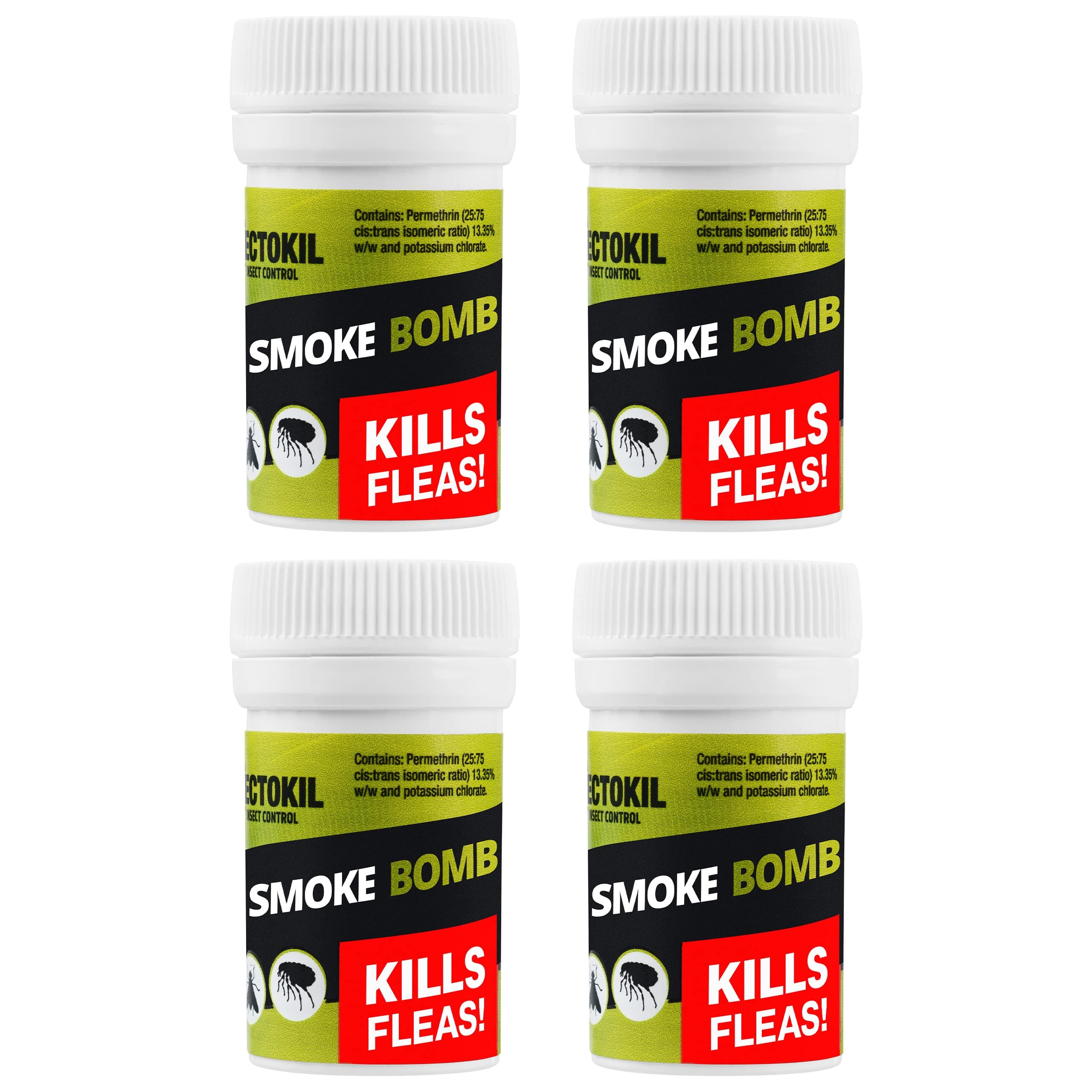 InsectoKil Flea Bombs for The Home (Pack of 4 Flea Killer Smoke Bombs) Professional Strength Mini Smoke Bomb Foggers for Effective Flea Treatment