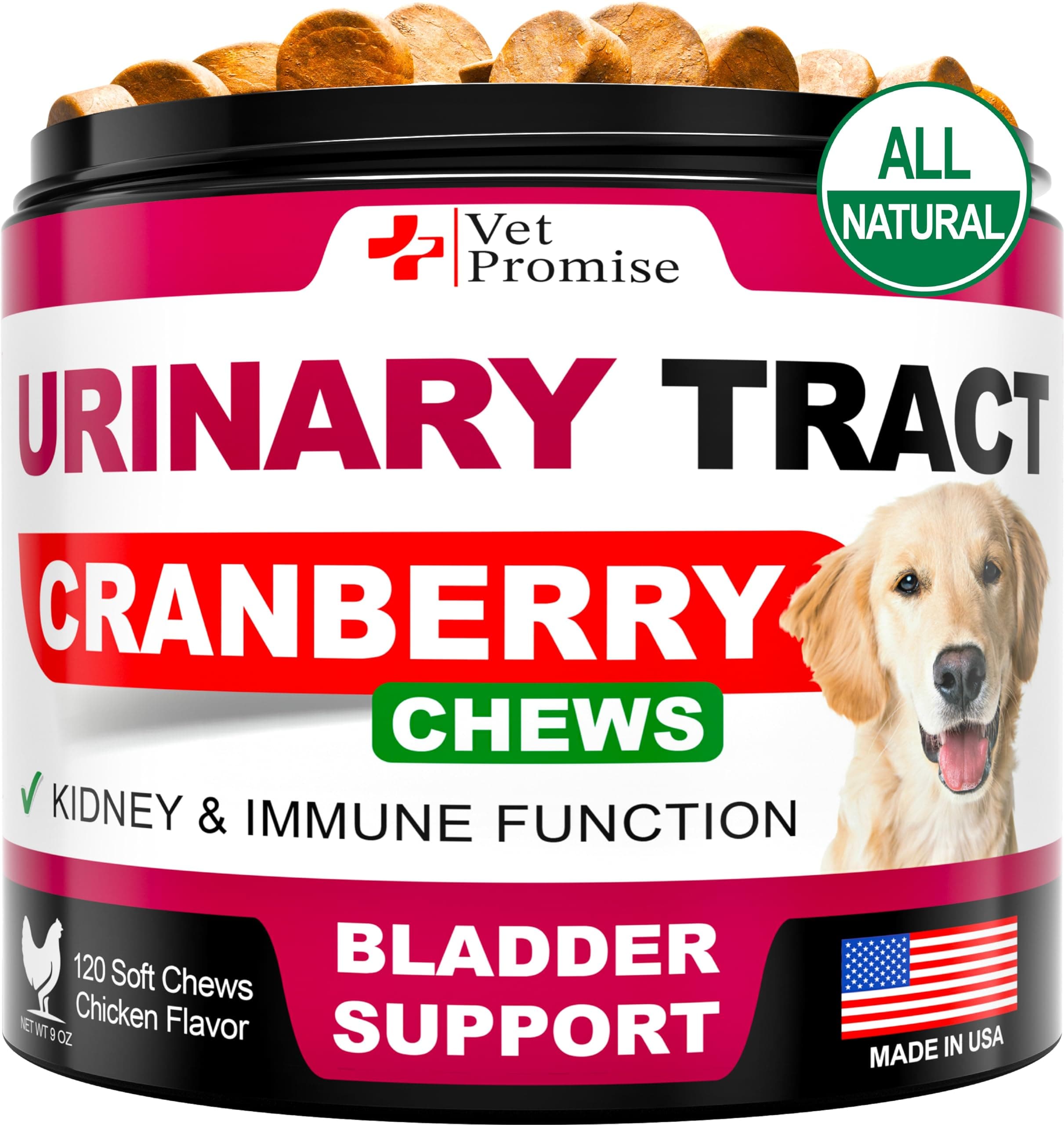 Dog UTI Treatment - Advanced Cranberry Supplement for Dogs UTI - Bladder Control - Urinary Tract Support - Cranberry Supplement Vitamins Multivitamin Chews - Made in USA