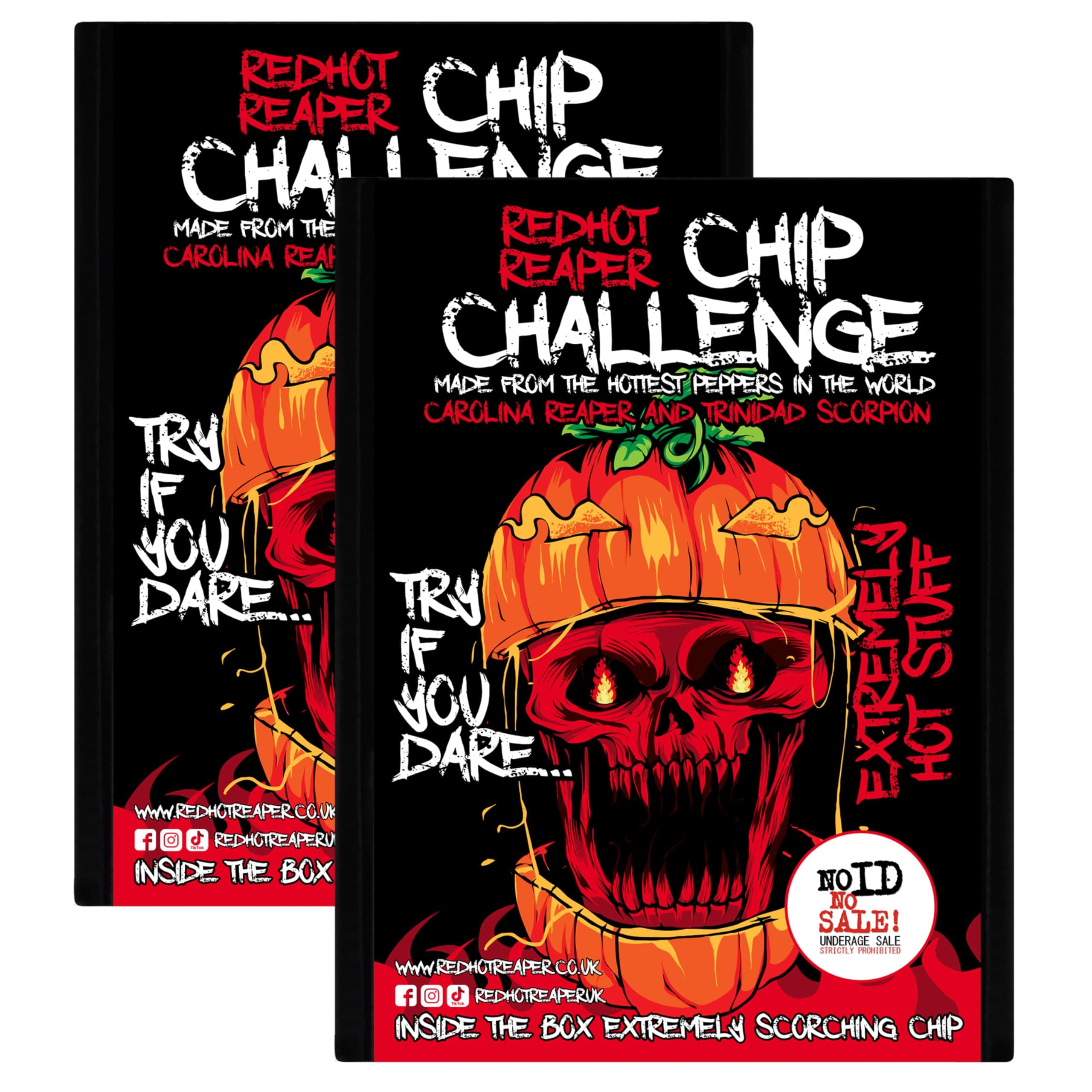 Red Hot Reaper – (2pack) Challenge Hottest Chip – Halloween Carolina Reaper Spicy Challenge - Stupidly Spicy Hot Chip
