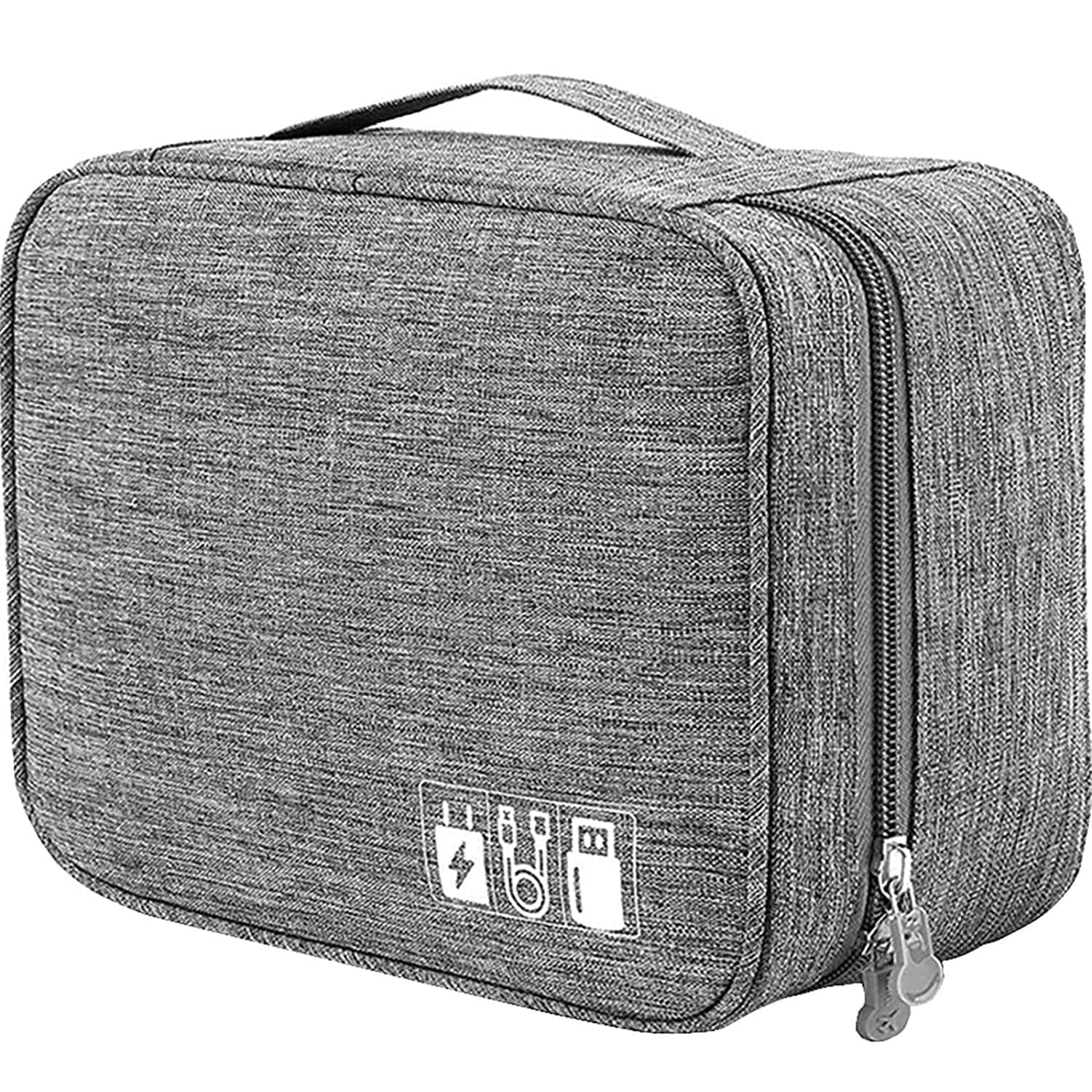 Rectangle 3 Cms Cosmetic Pouch (1 Count (Pack of 1)_Travel Makeup Pouch_Grey)