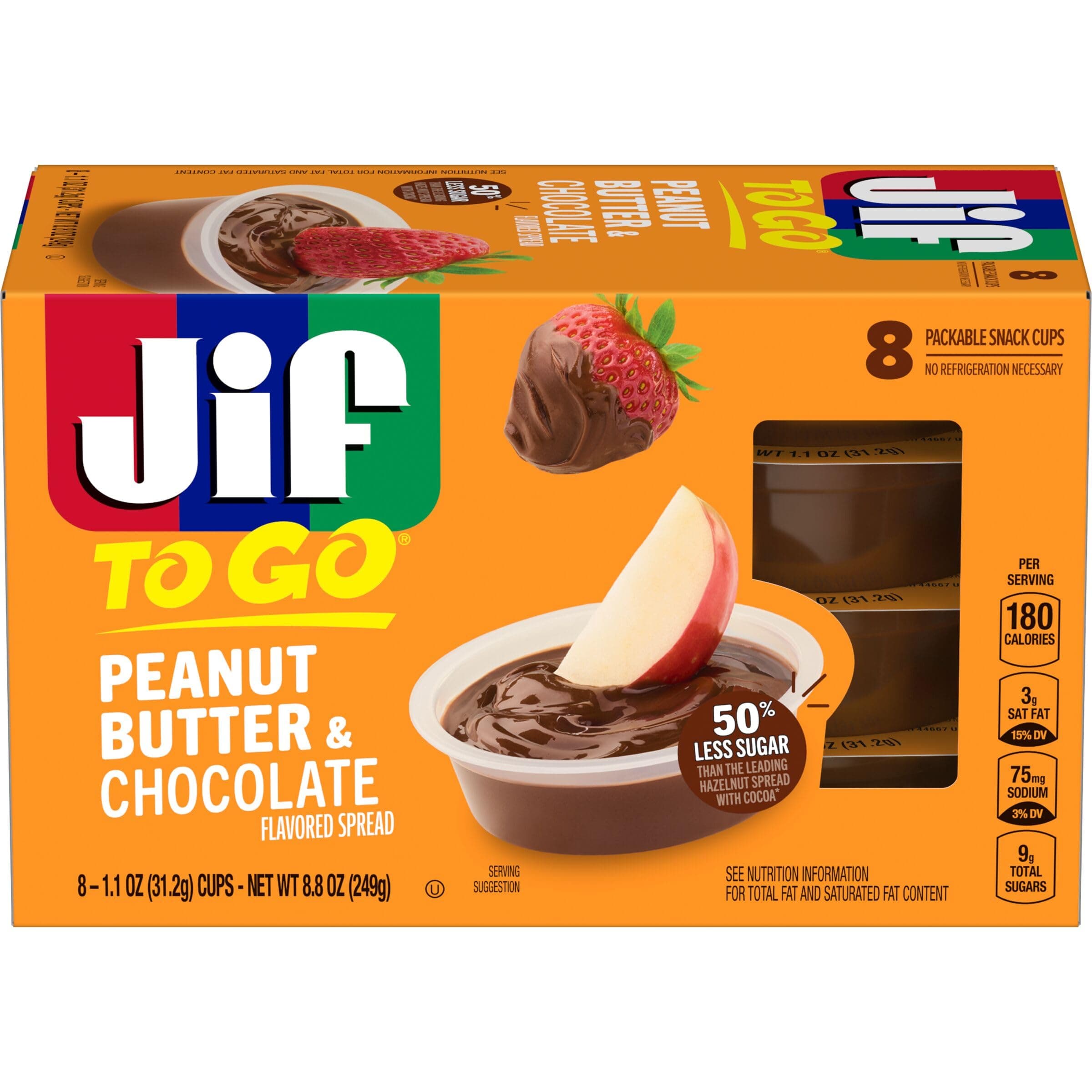 Jif Chocolate Peanut Butter To Go 32ml (Pack of 8)