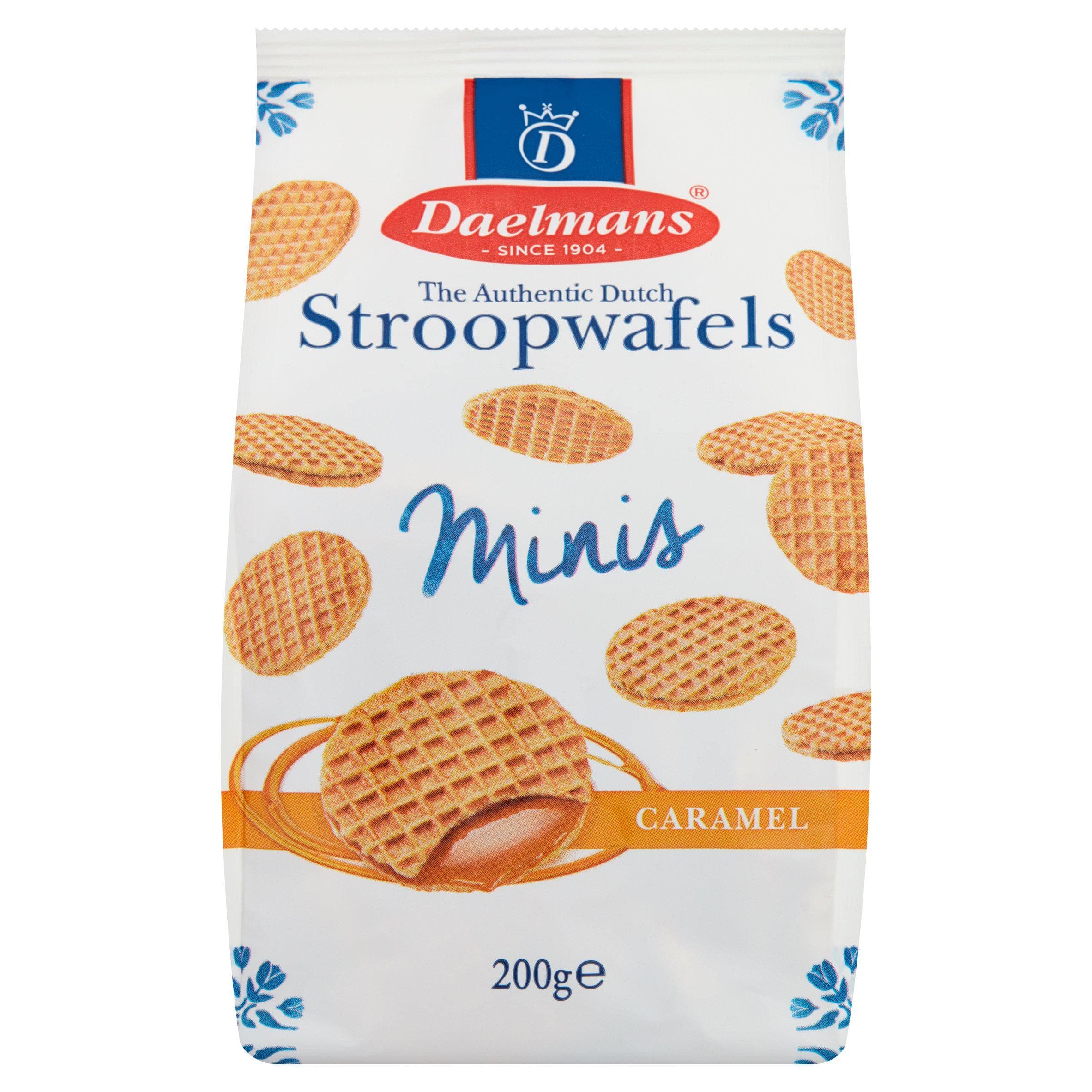 Daelmans Mini Stroopwafels | Dutch Sandwich Biscuit Waffles with a Sweet Caramel Filling | 200g x 4 Packs