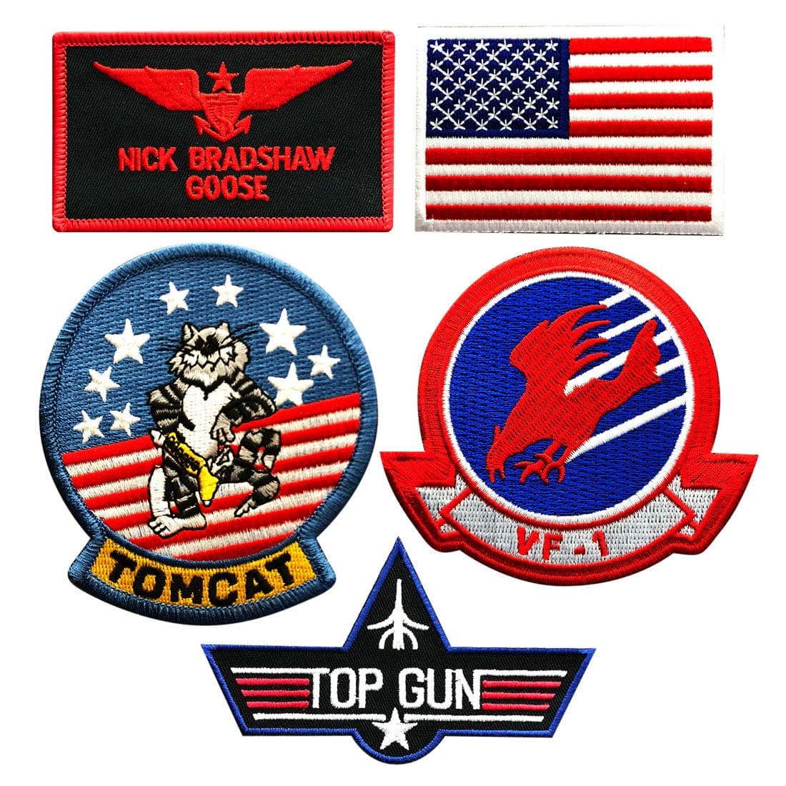 Goose Nick Bradshaw Navy Fighter Patch (5 PC Set - Iron on sew on)