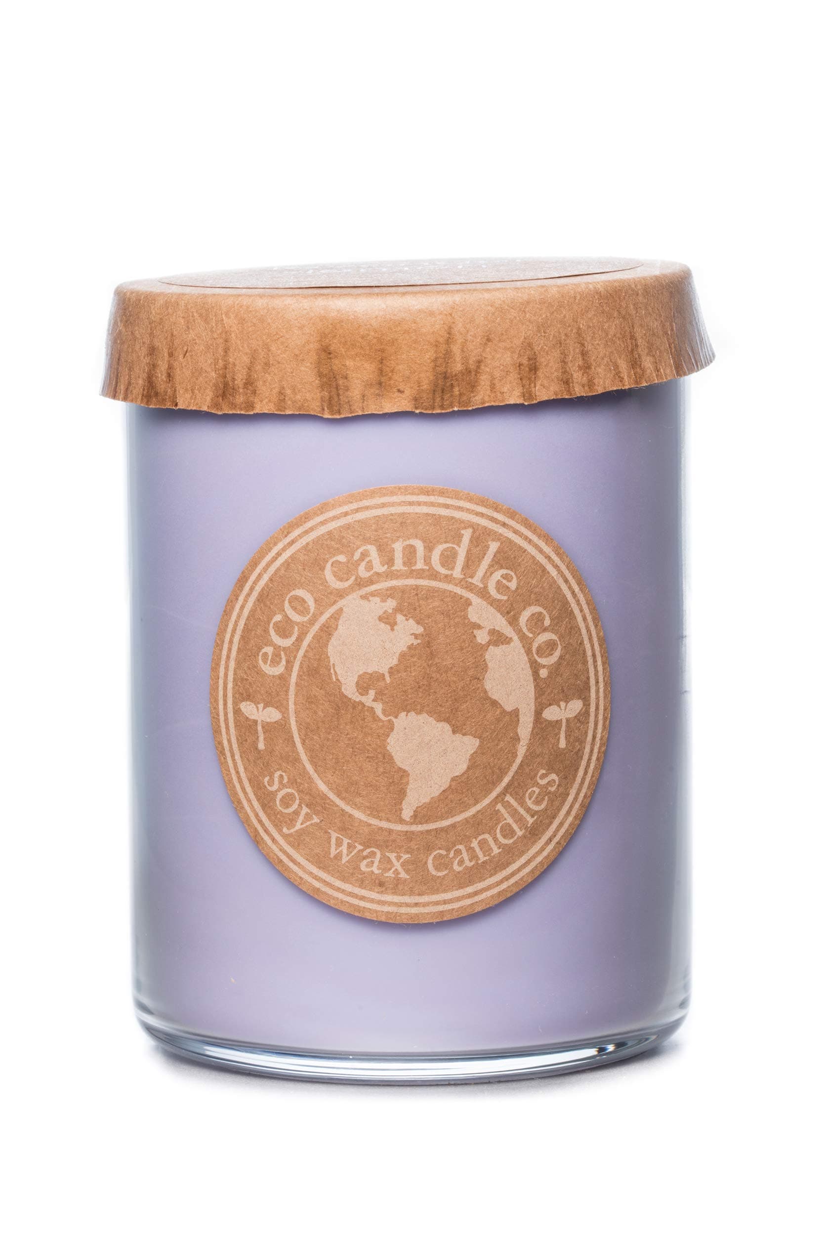 Eco Candle Co. Recycled Candle, Lavender Lemon, 18 oz. Double Wick - Scents of Lavender & Lemons - 100% Soy Wax, No Lead, Kraft Paper Label & Lid, Hand Poured, Phthalate Free, Midwest Grown Soybeans